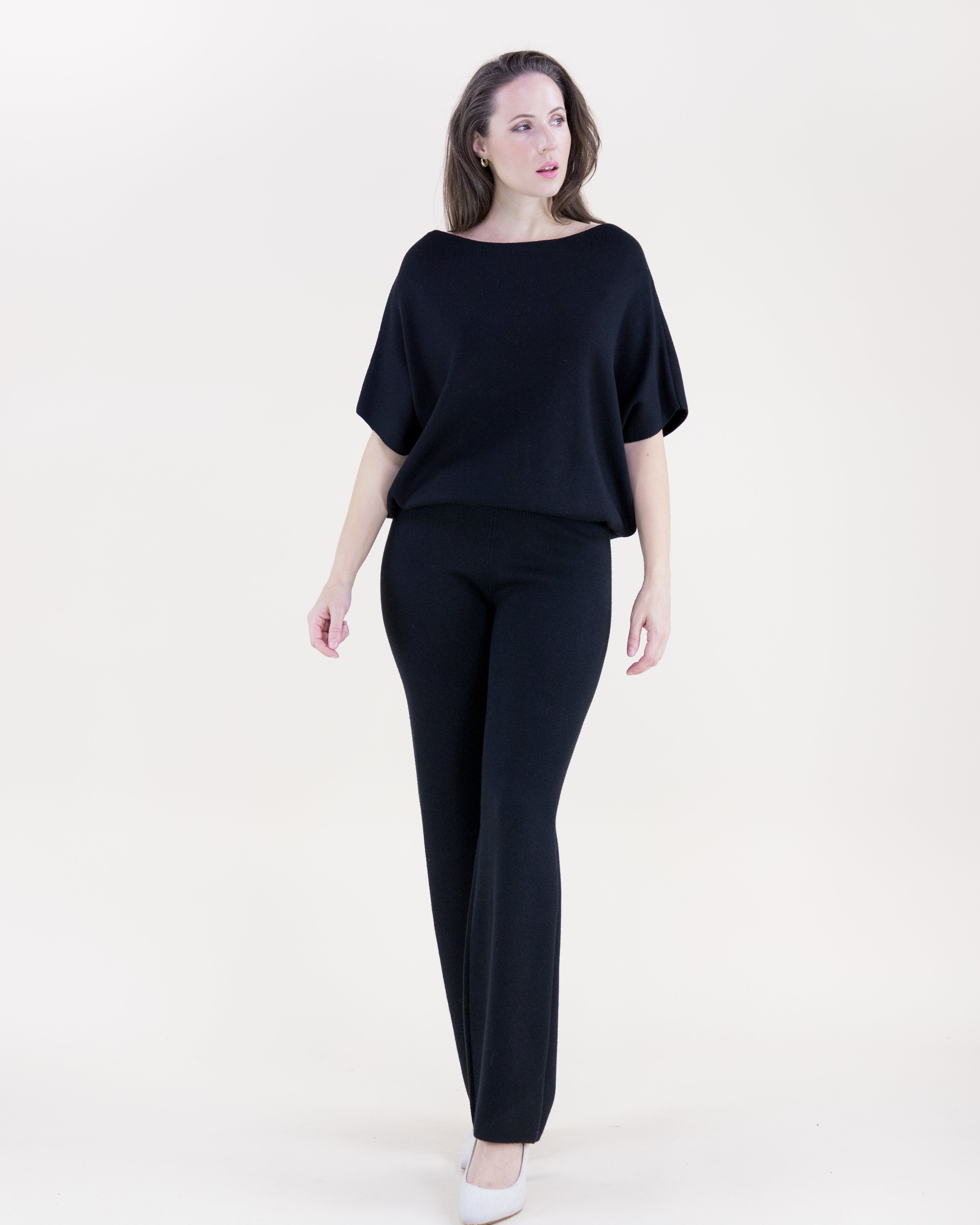 Classy Boat Neck Bat Wing Top - BLACK (S/M, L/XL) (Pack of 6)