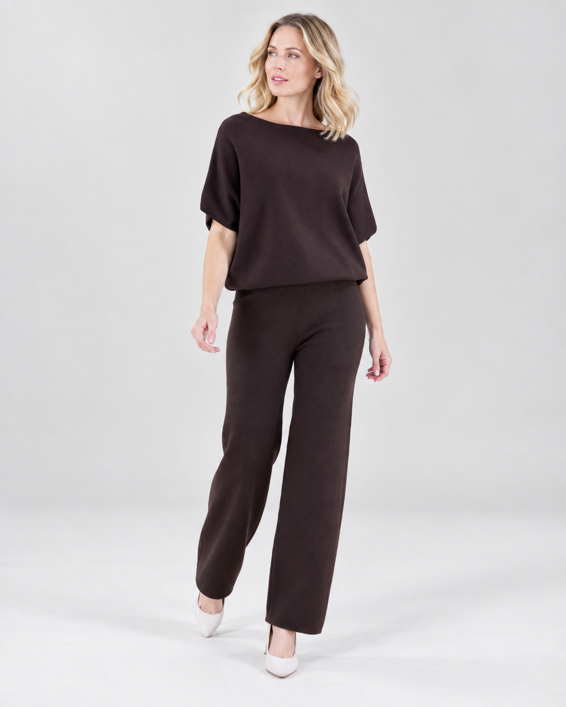 Classy Boat Neck Bat Wing Top - BROWN (S/M, L/XL) (Pack of 6)