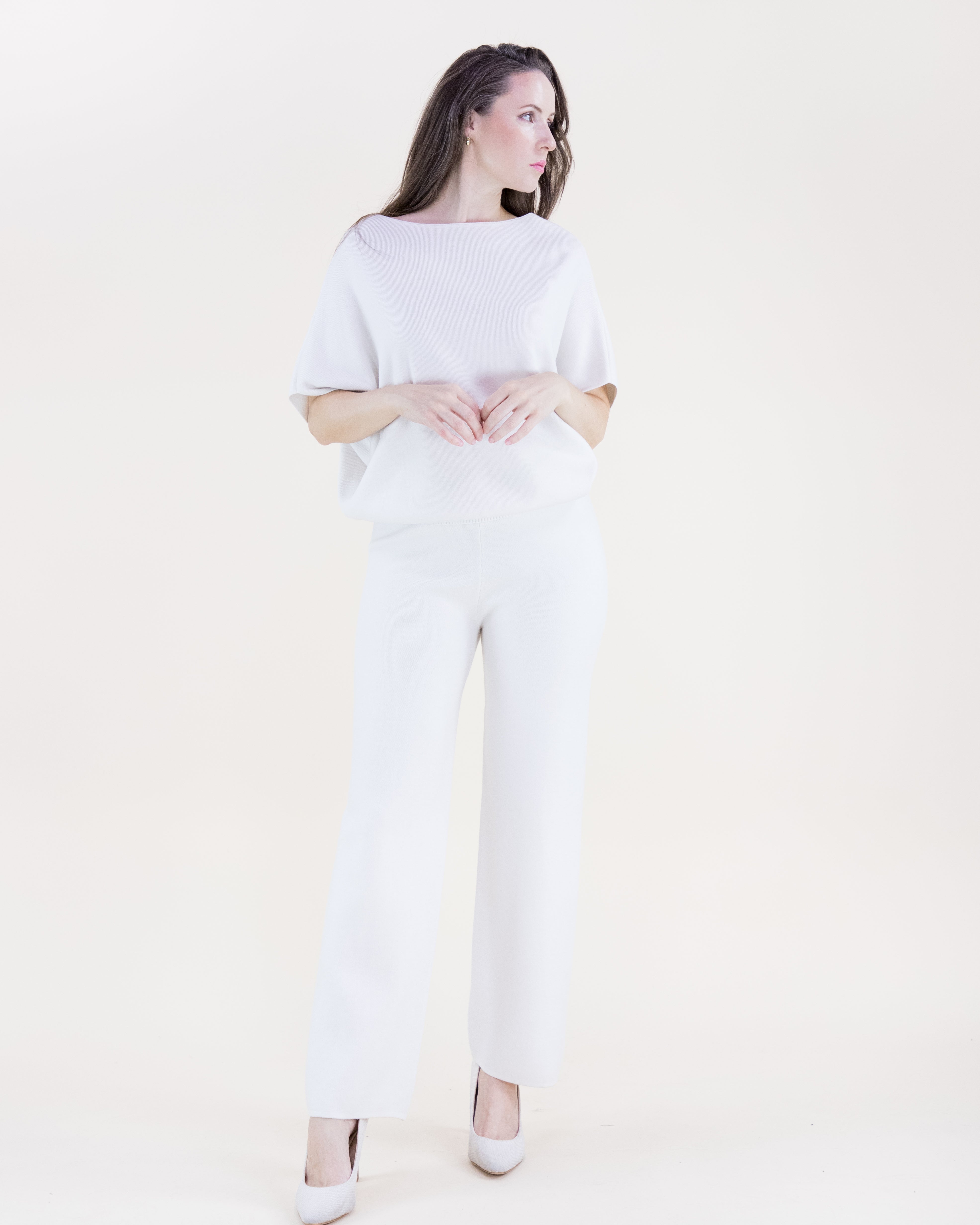 Classy Boat Neck Bat Wing Top - WHITE (S/M, L/XL) (Pack of 6)