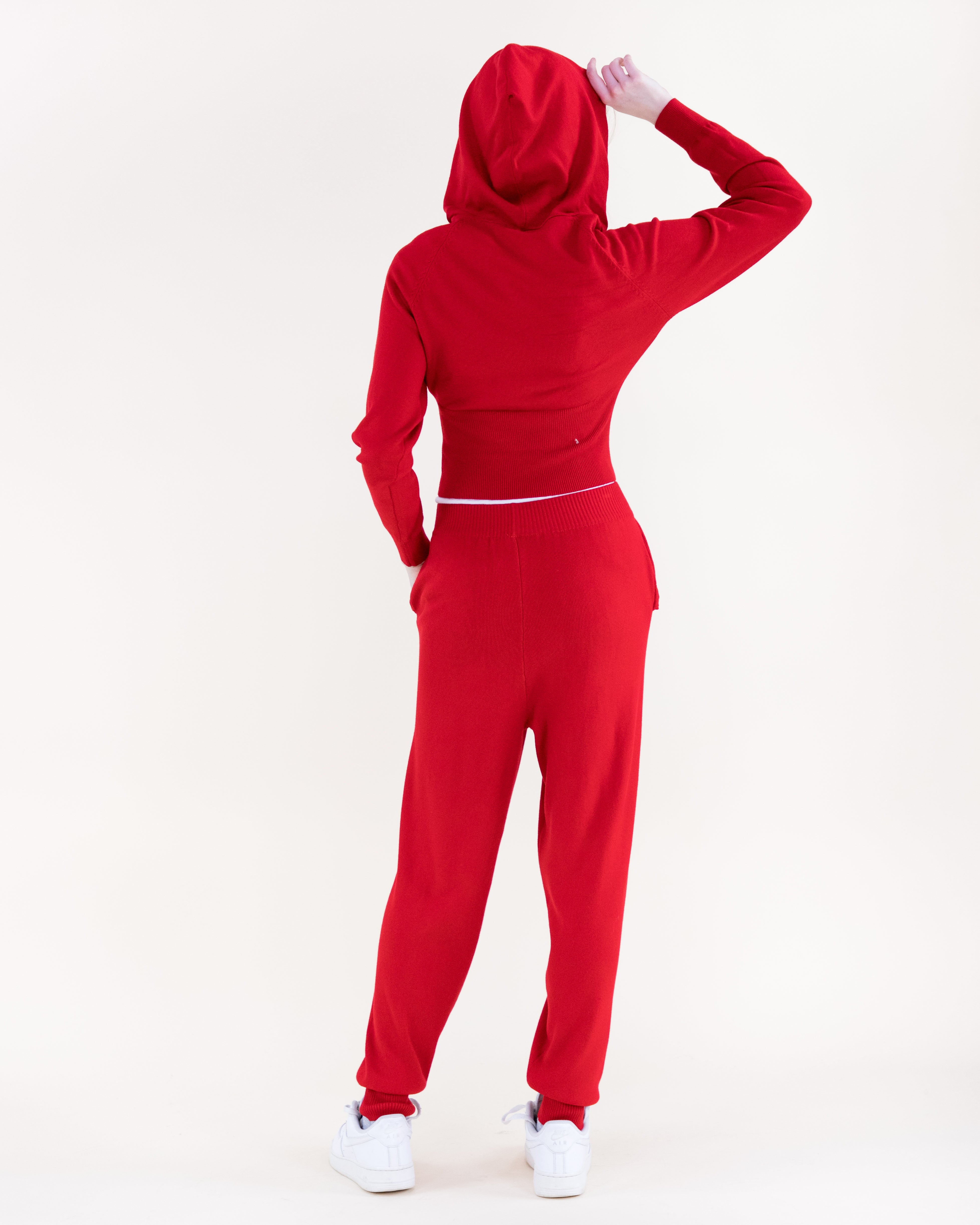 Soft Ribbed Waist Fitted Hoodie - RED (S/M, L/XL) (Pack of 6)