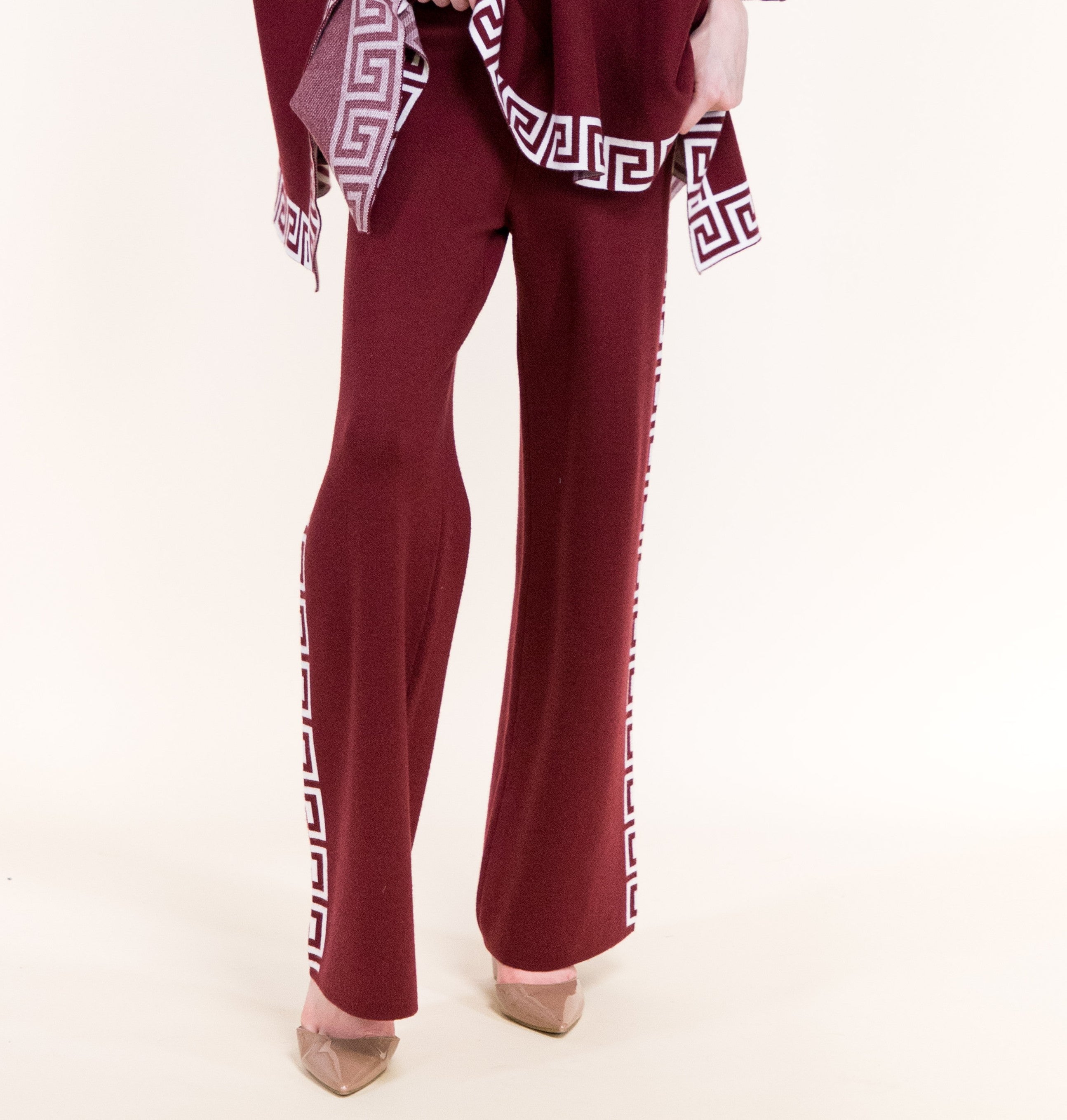 Greek Key Border High Waisted Wide Leg Pants-BLACK (S/M, L/XL) (Pack of 6)