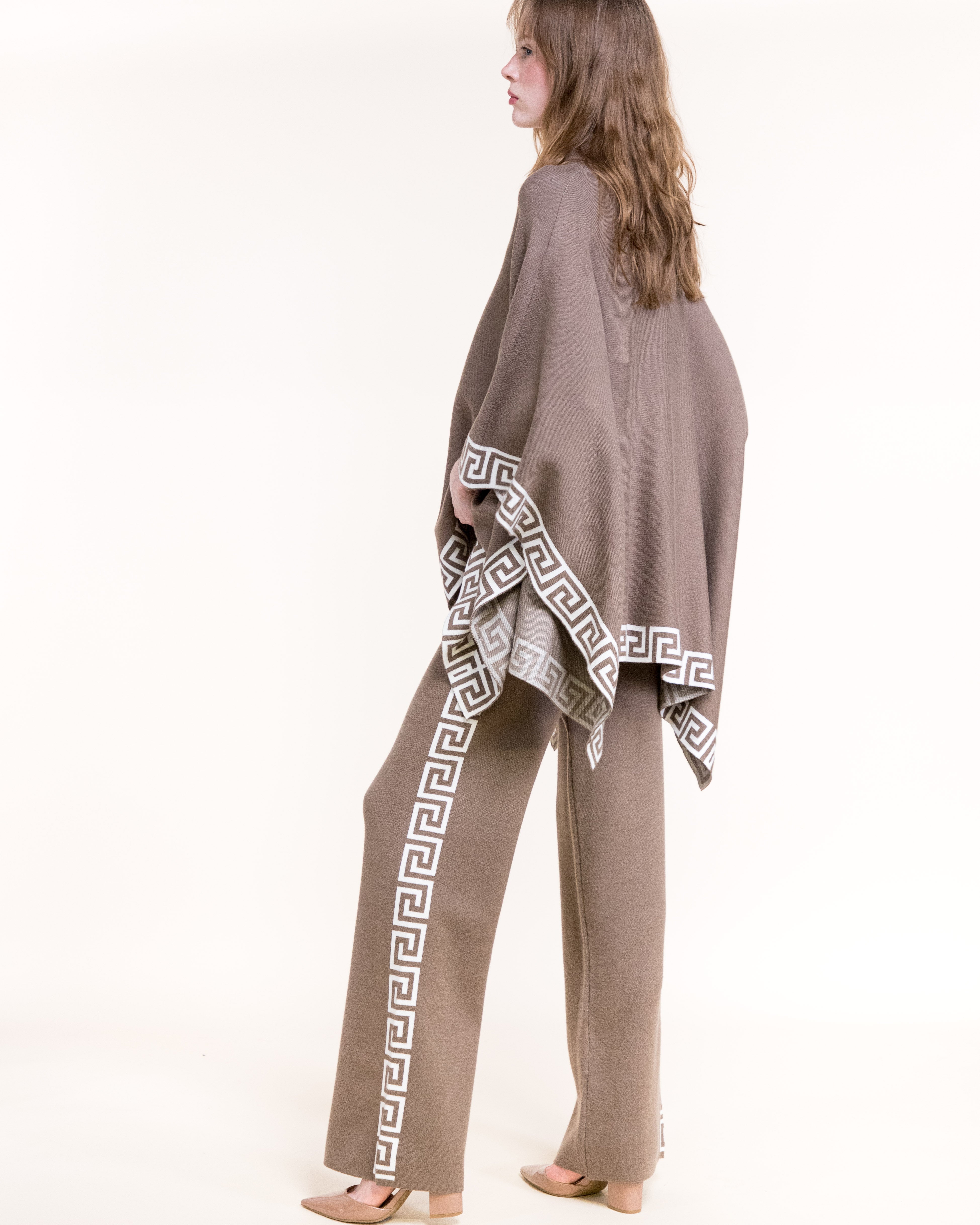 Greek Key Border High Waisted Wide Leg Pants-BLACK (S/M, L/XL) (Pack of 6)