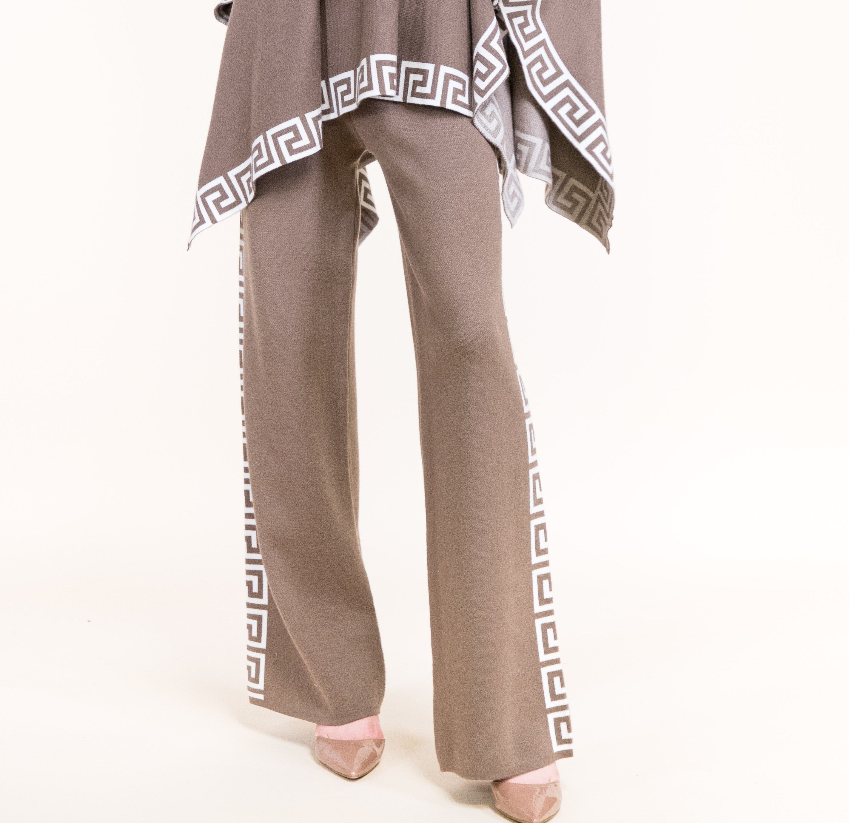 Greek Key Border High Waisted Wide Leg Pants-BLACK (S/M, L/XL) (Pack of 6)