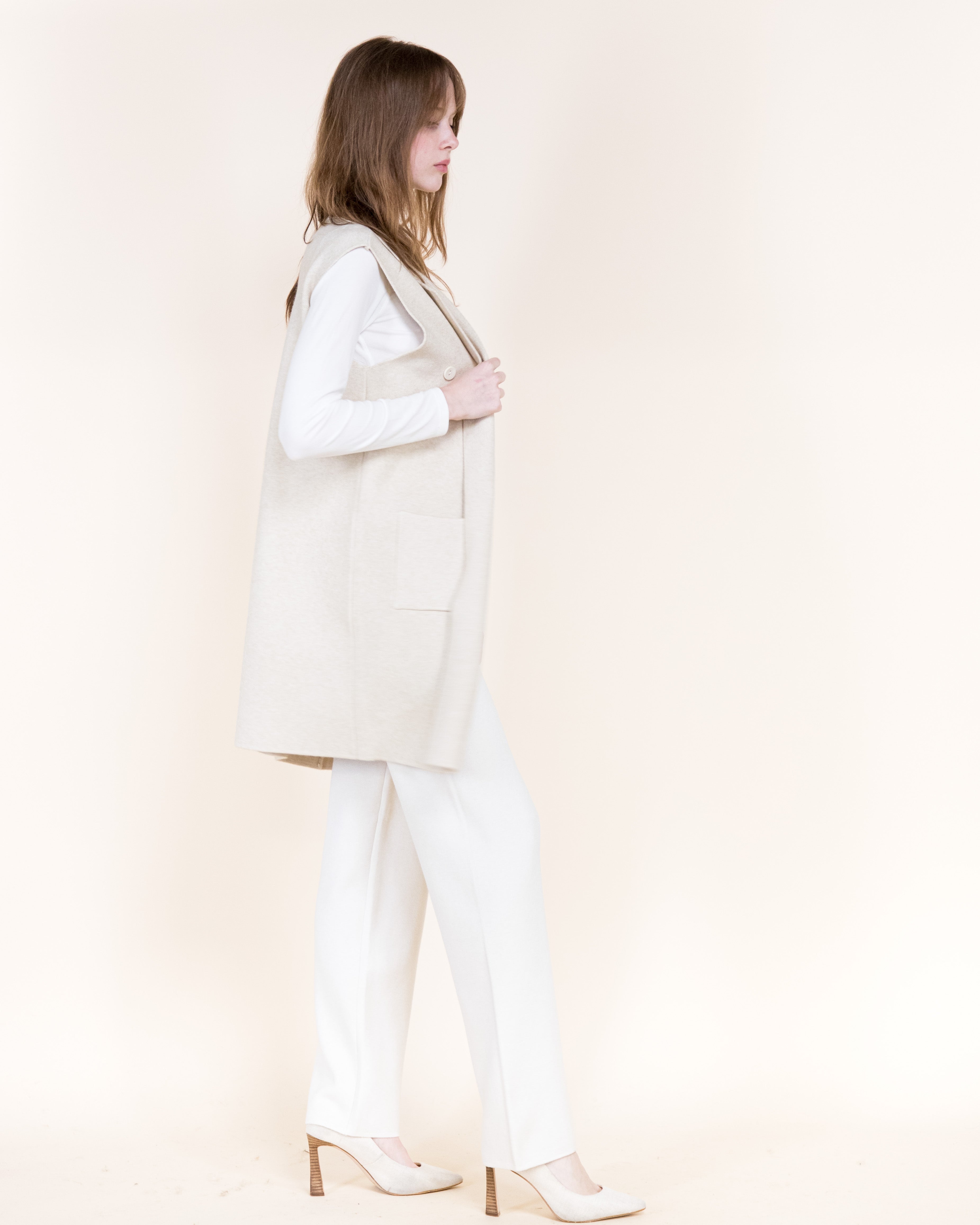 Tribeca Minimal Layering Front Buttons Knit Vest-BEIGE (S/M, L/XL) (Pack of 6)