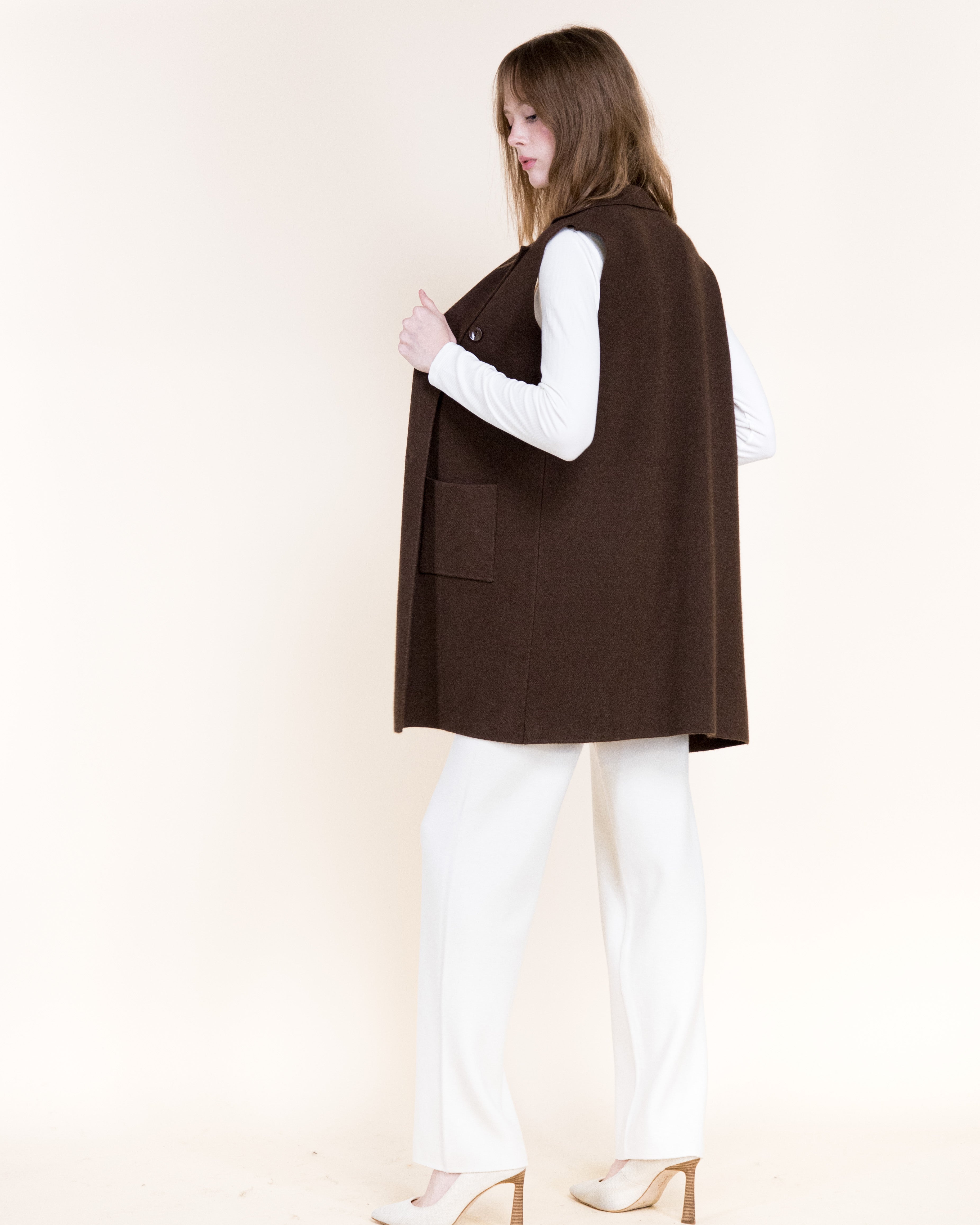 Tribeca Minimal Layering Front Buttons Knit Vest-BEIGE (S/M, L/XL) (Pack of 6)