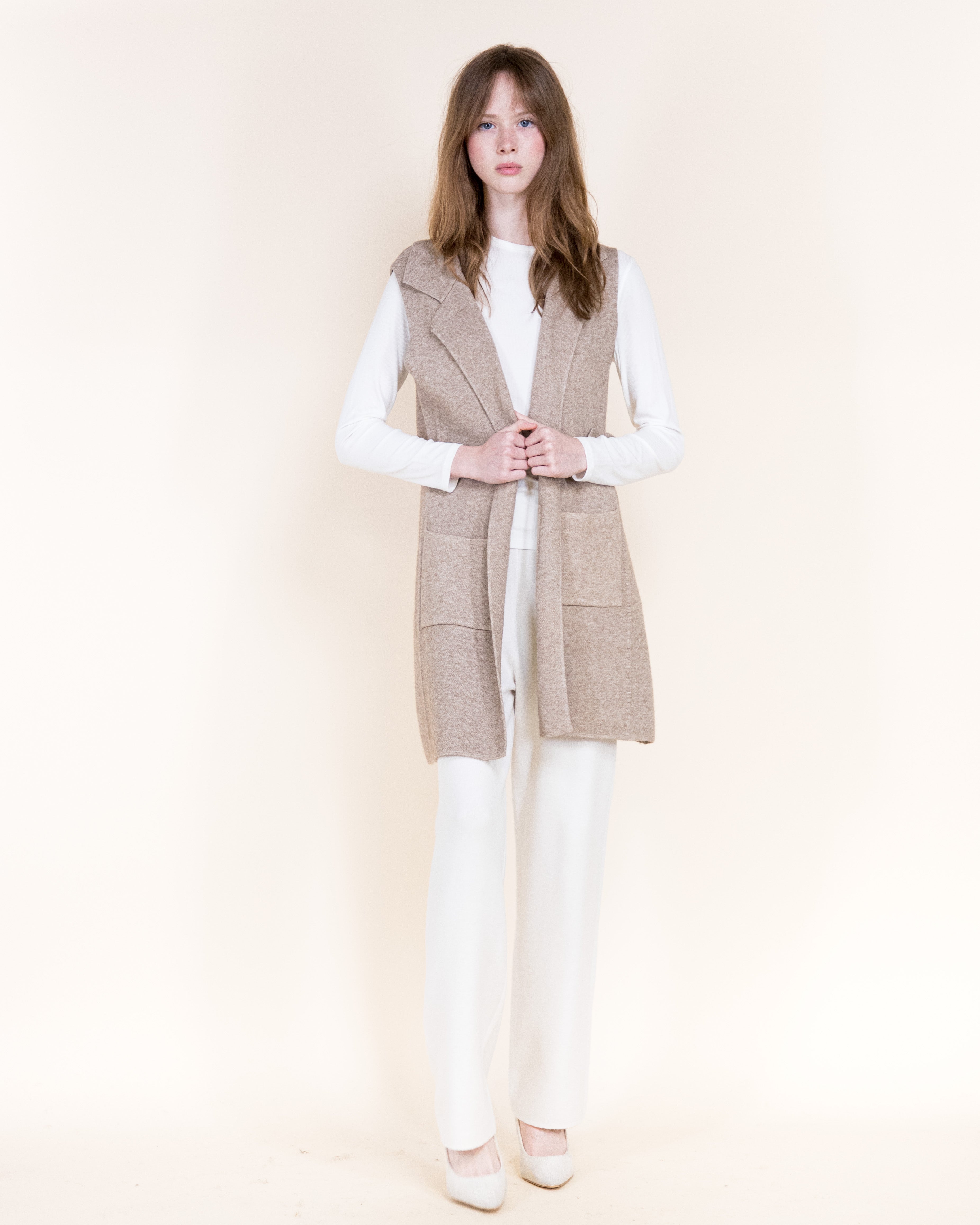 Tribeca Minimal Layering Side Tabs Knit Vest-KHAKI (S/M, L/XL) (Pack of 6)