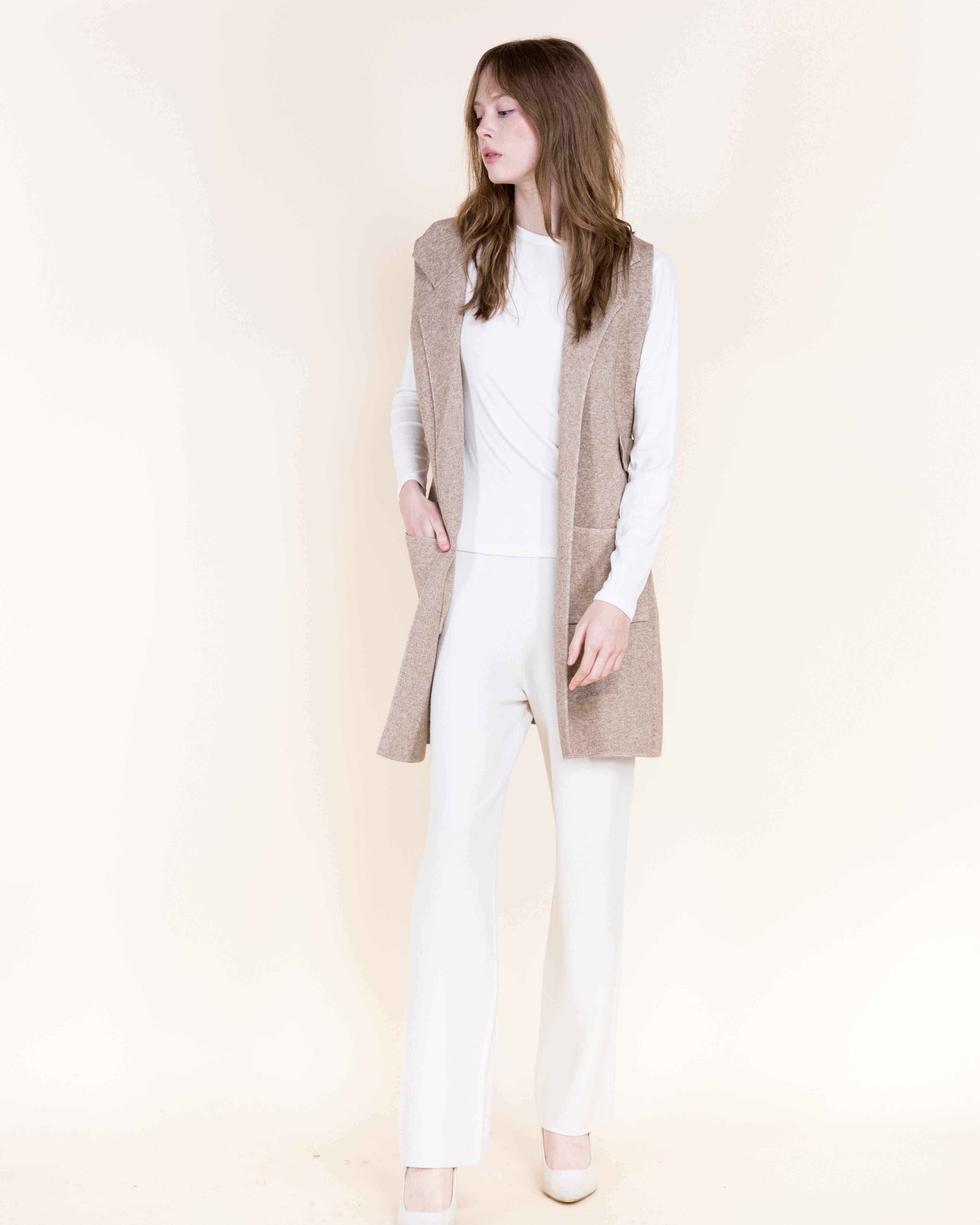 Tribeca Minimal Layering Side Tabs Knit Vest-KHAKI (S/M, L/XL) (Pack of 6)