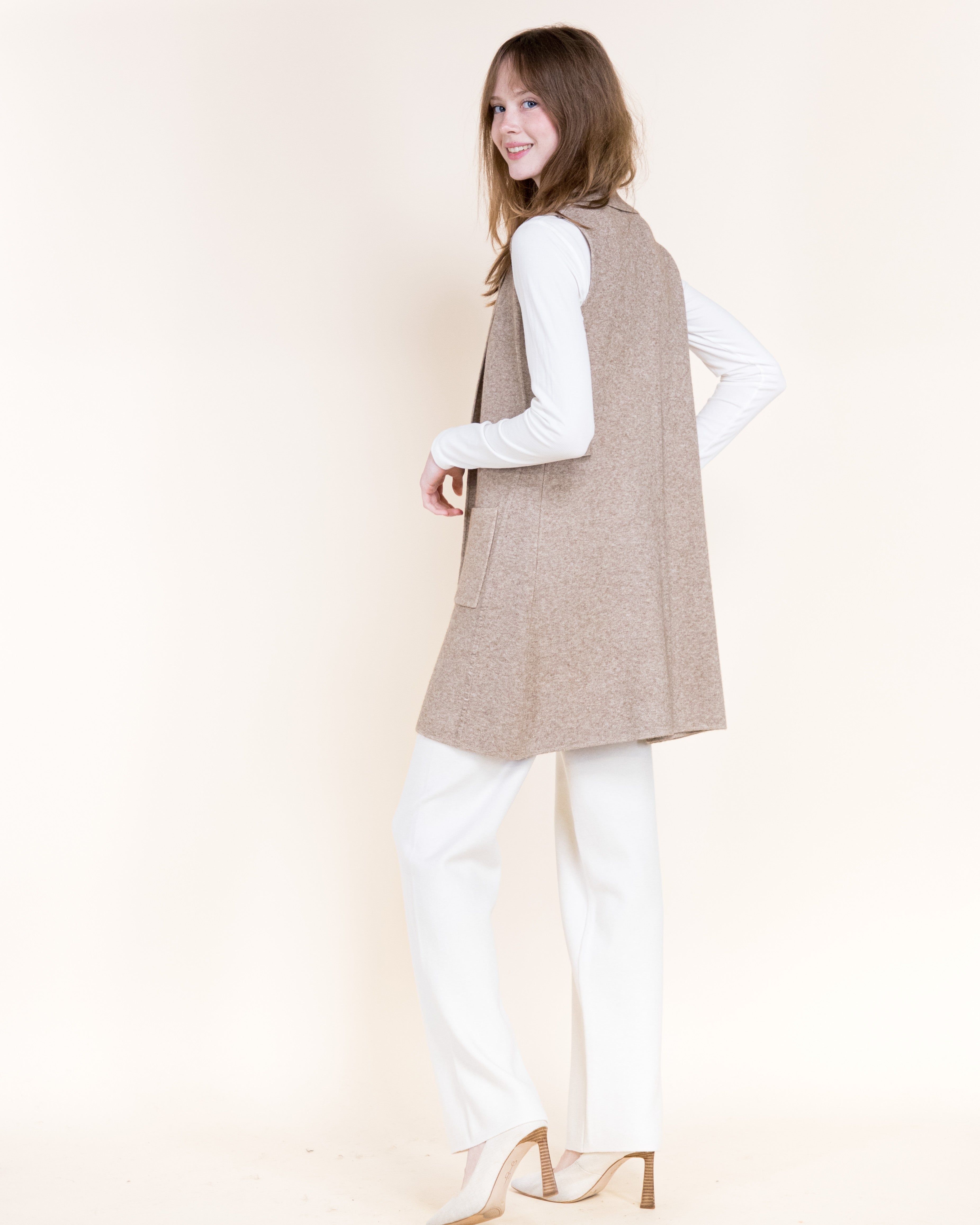 Tribeca Minimal Layering Side Tabs Knit Vest-KHAKI (S/M, L/XL) (Pack of 6)
