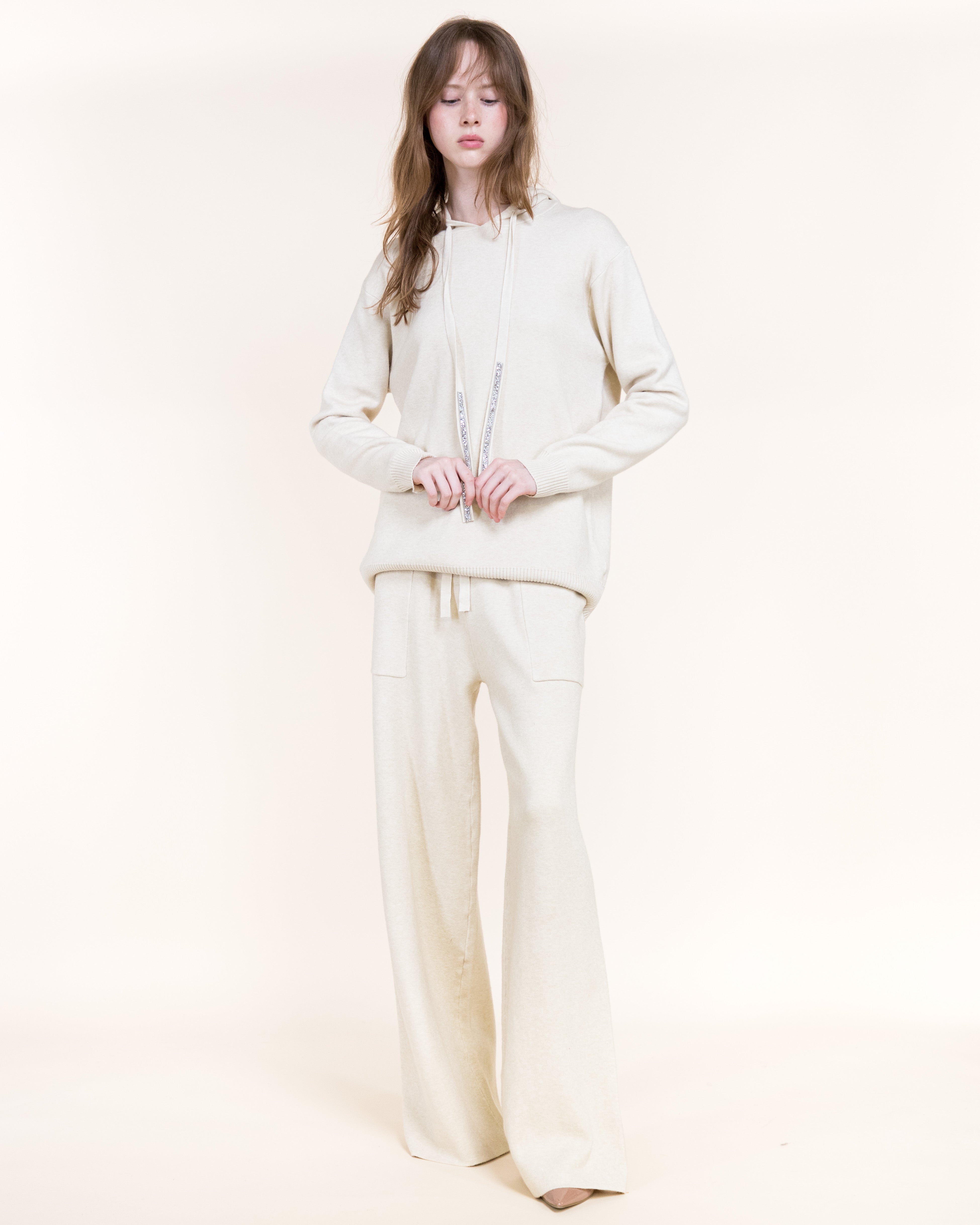 Luxe Wide Leg Knitted Pants-BEIGE (S/M, L/XL) (Pack of 6)