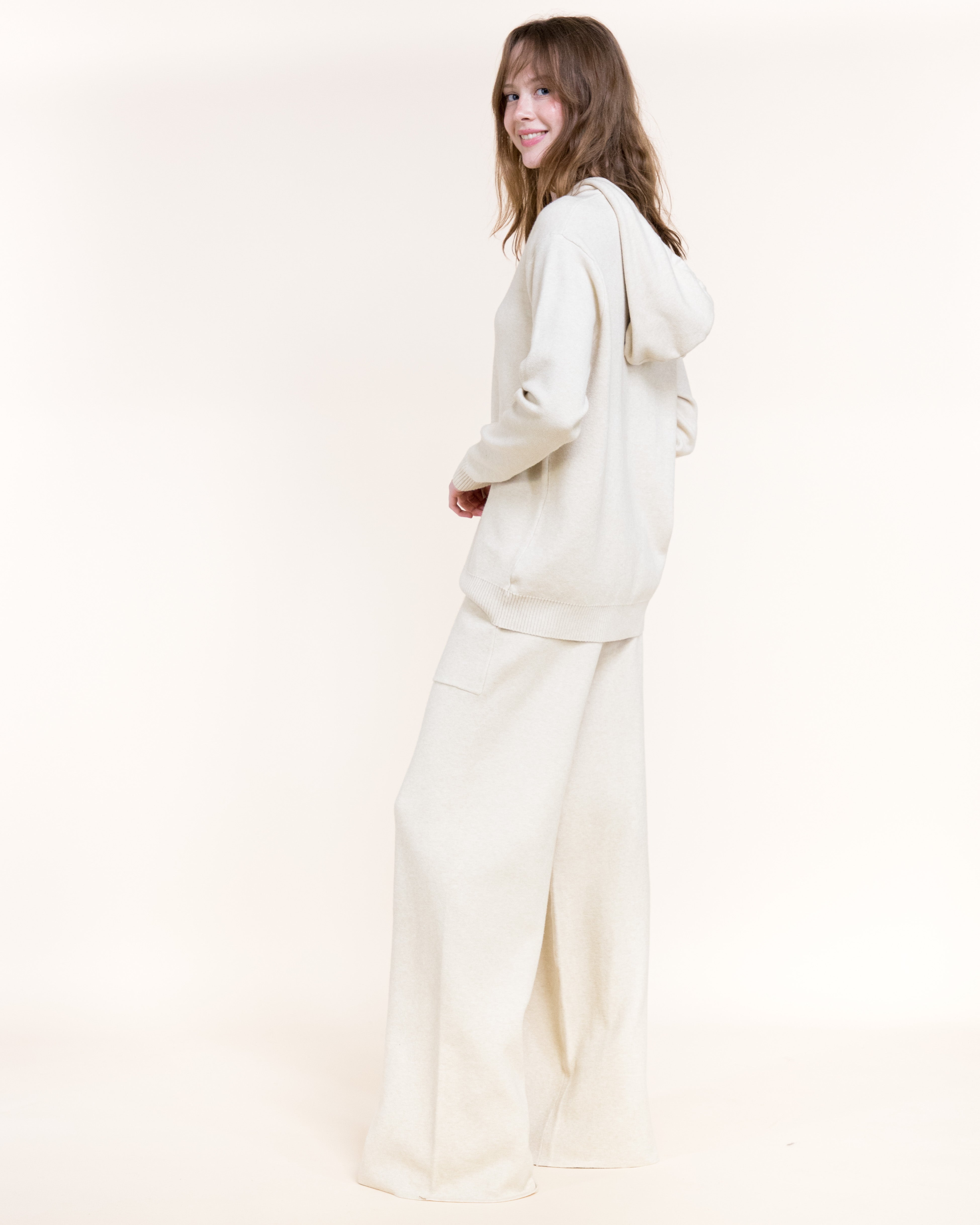 Luxe Wide Leg Knitted Pants-BEIGE (S/M, L/XL) (Pack of 6)
