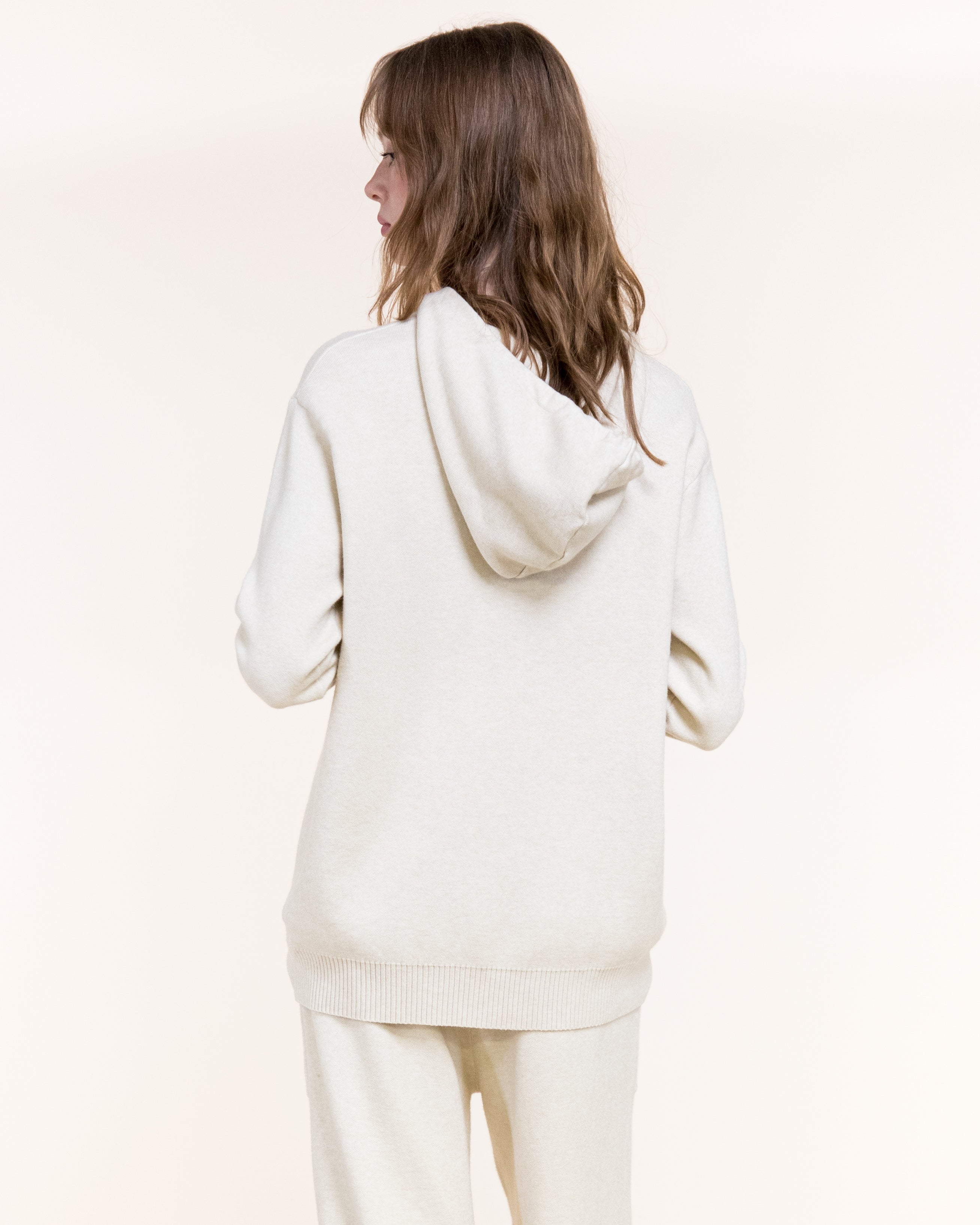 Frosted Drawstring Luxe Hoodie-BEIGE (S/M, L/XL) (Pack of 6)