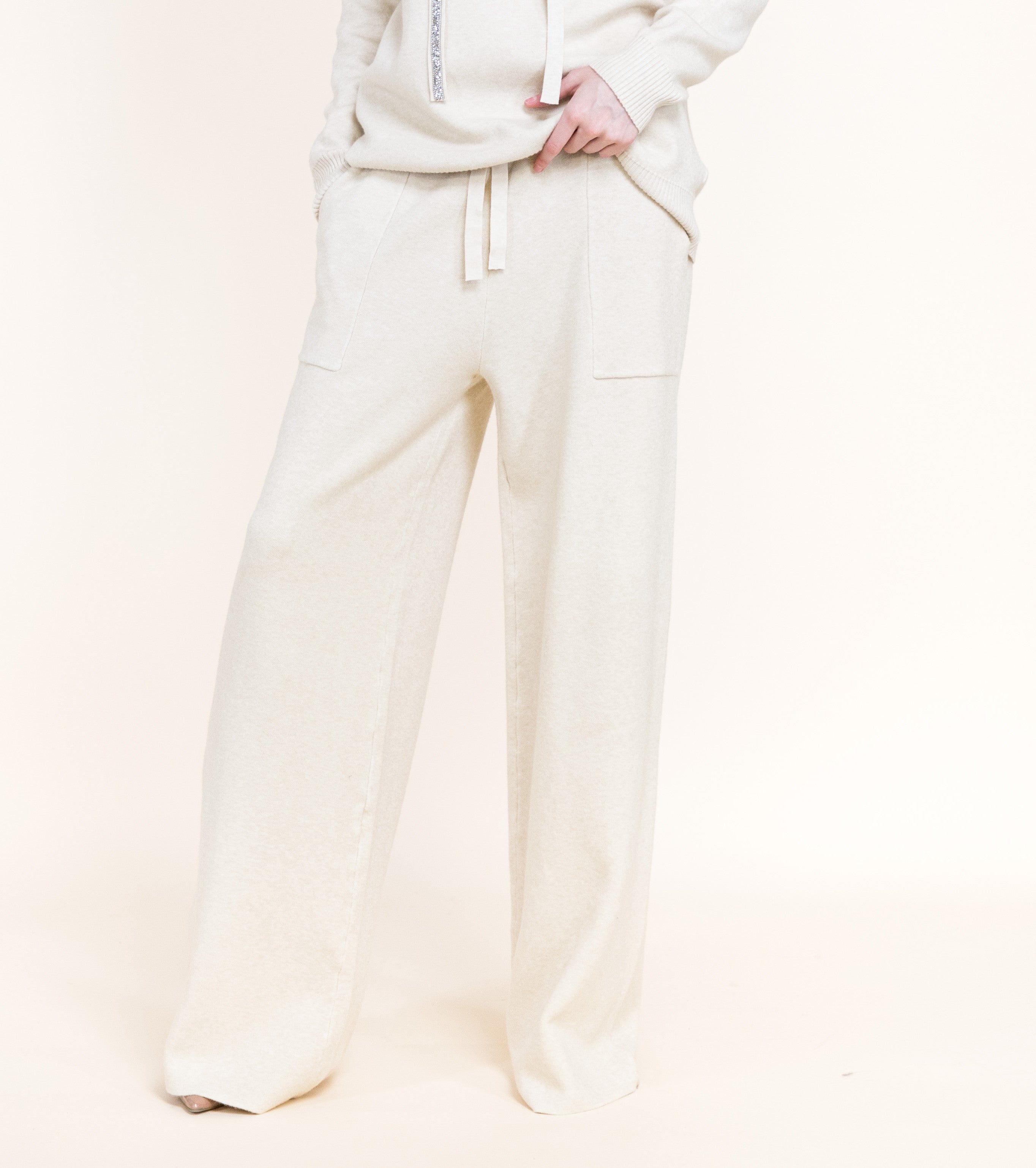 Luxe Wide Leg Knitted Pants-BEIGE (S/M, L/XL) (Pack of 6)
