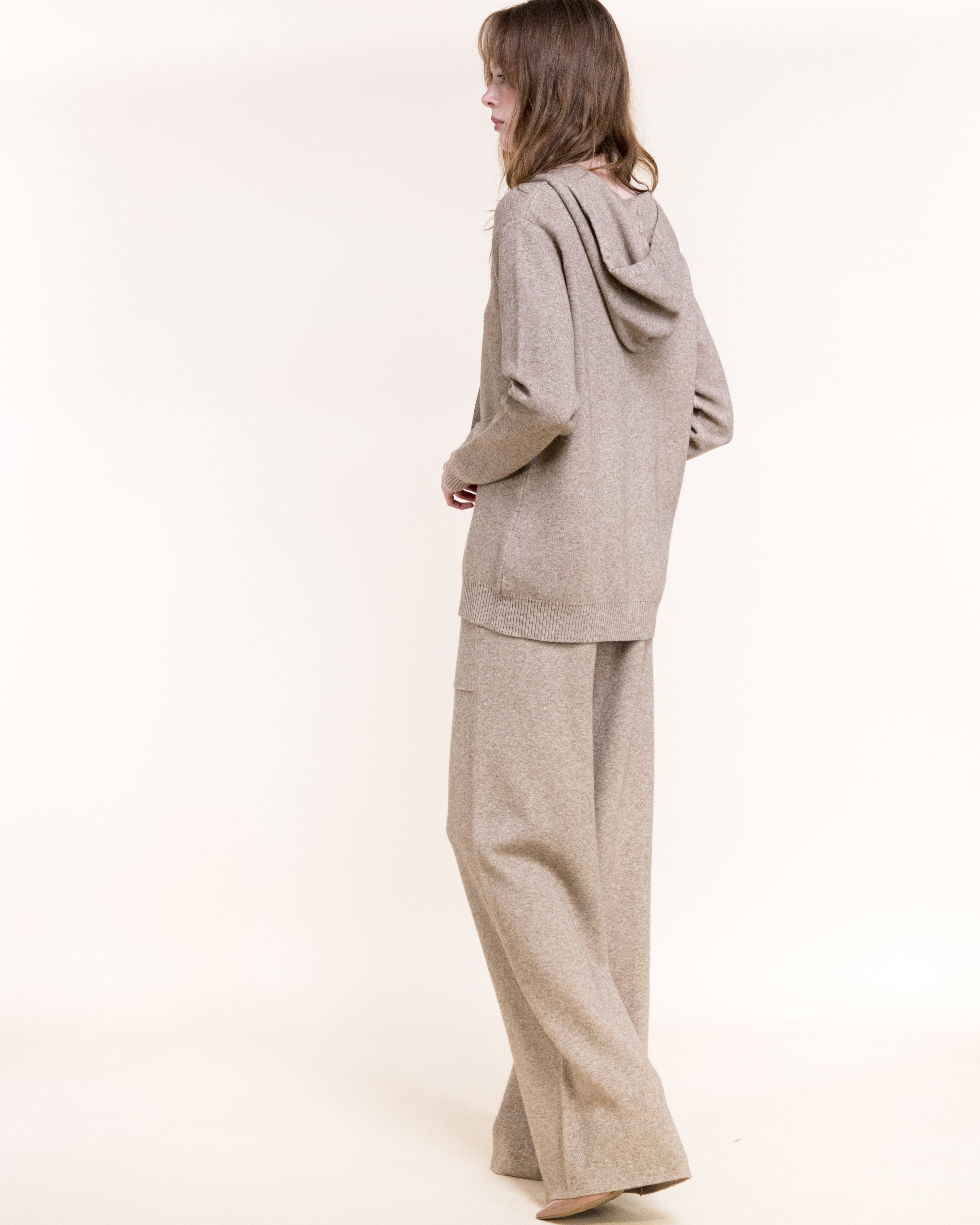 Luxe Wide Leg Knitted Pants-BEIGE (S/M, L/XL) (Pack of 6)