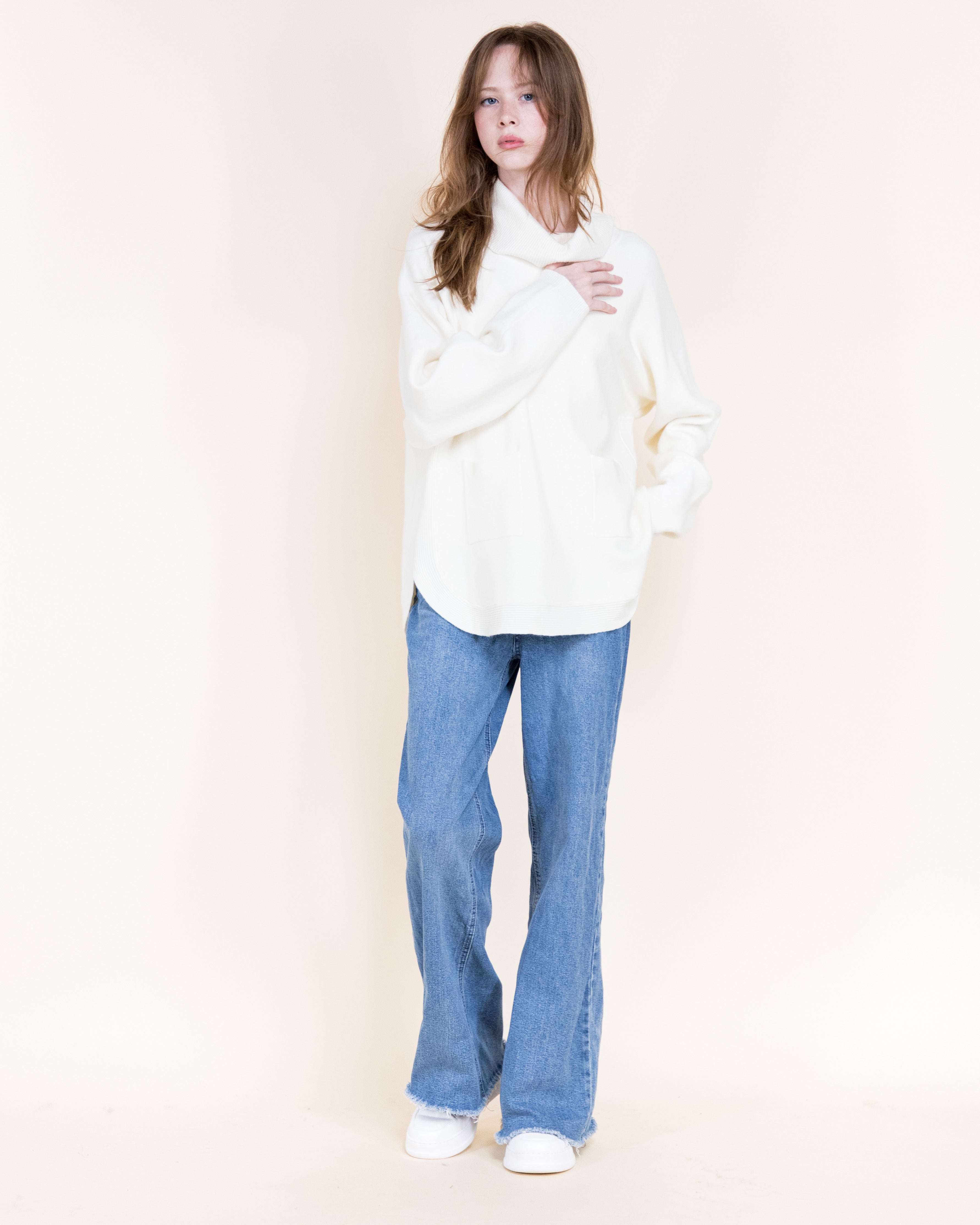 Andes Luxe Cowl Neck Relaxed Sweater-BEIGE (S/M, L/XL) (Pack of 6)