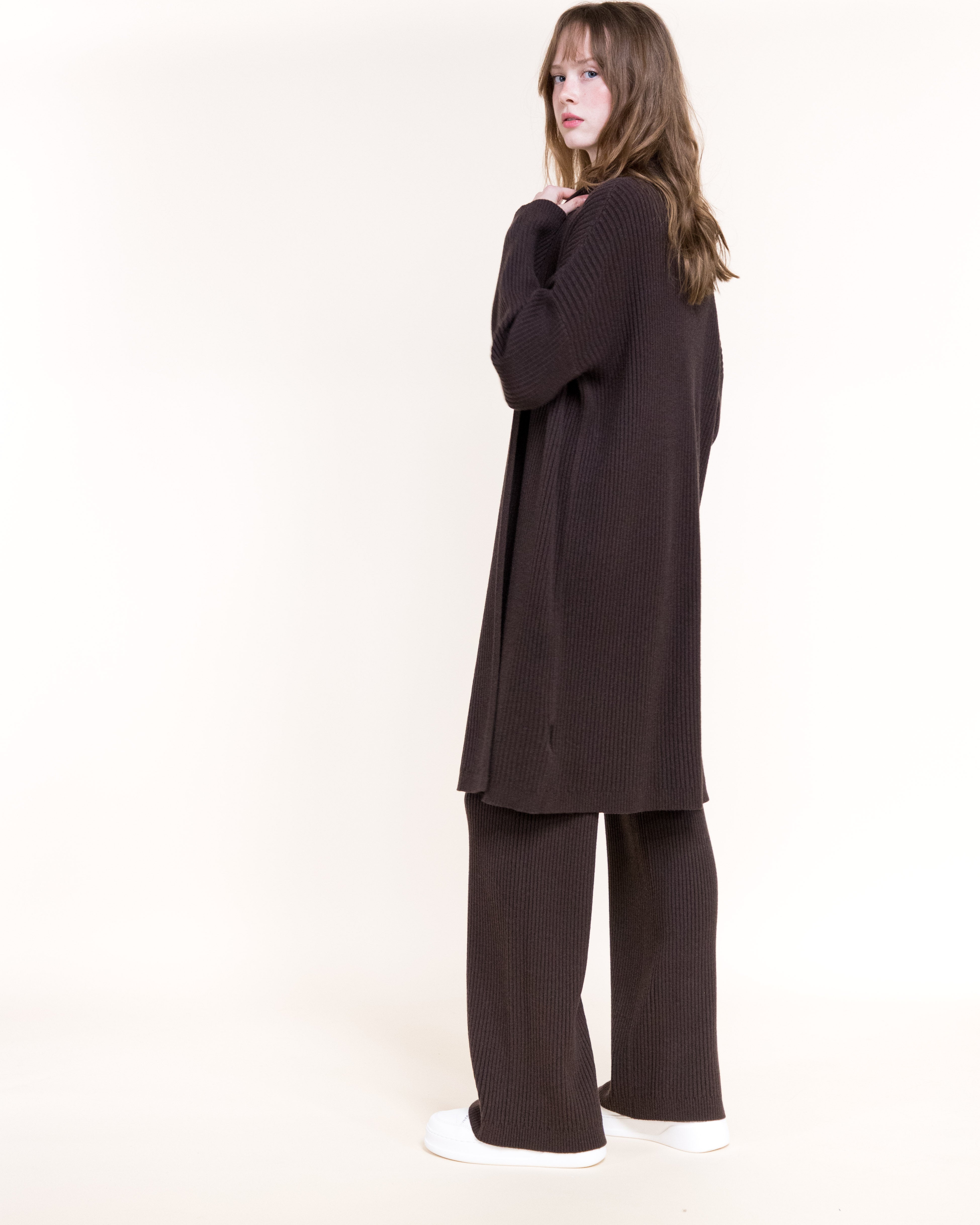 Tierra Luxe Ribbed Open Cardigan-KHAKI (S/M, L/XL) (Pack of 6)