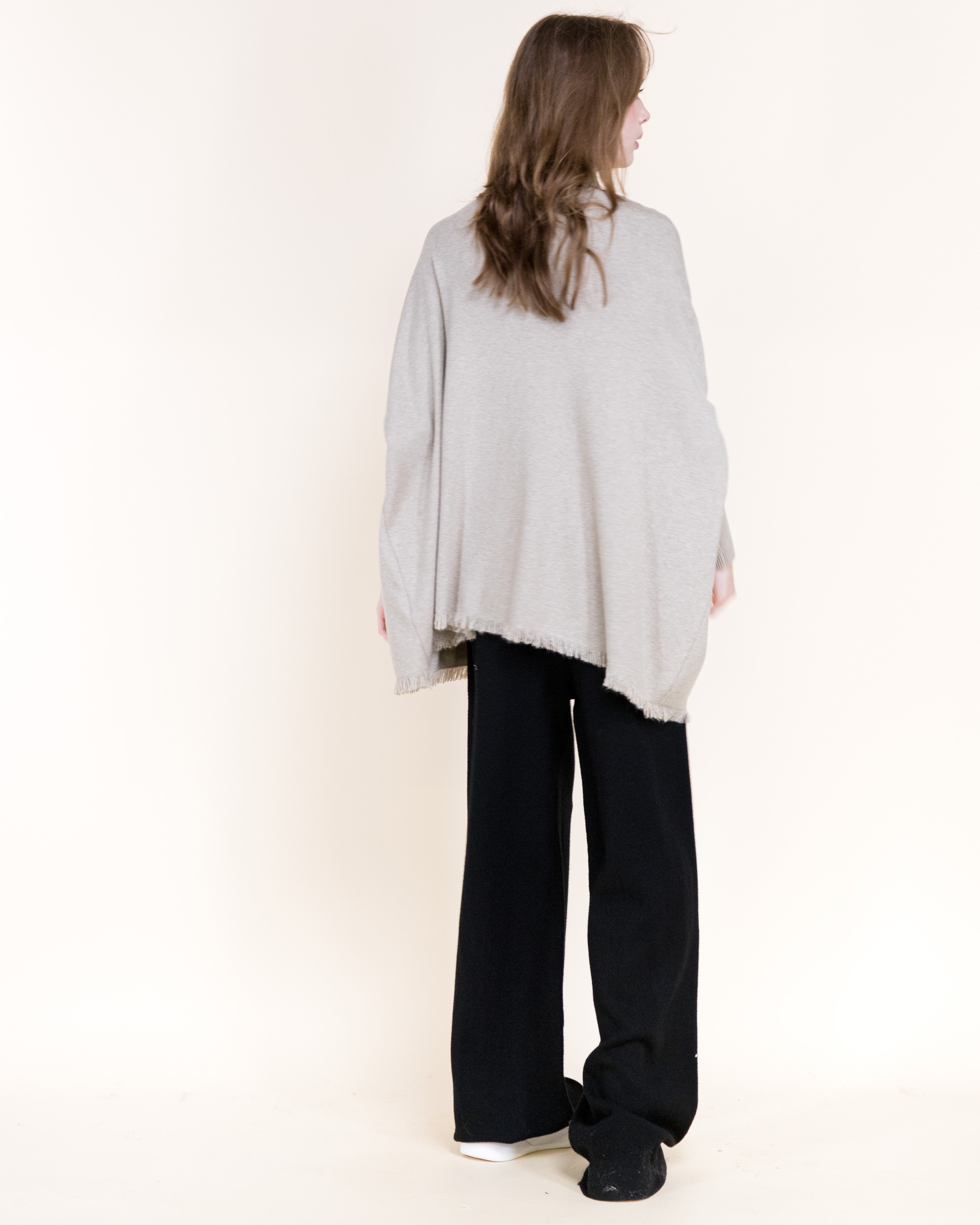 Monaco Dolman Sleeve Mock Neck Fringe Sweater- KHAKI (S/M, L/XL) (Pack of 6)
