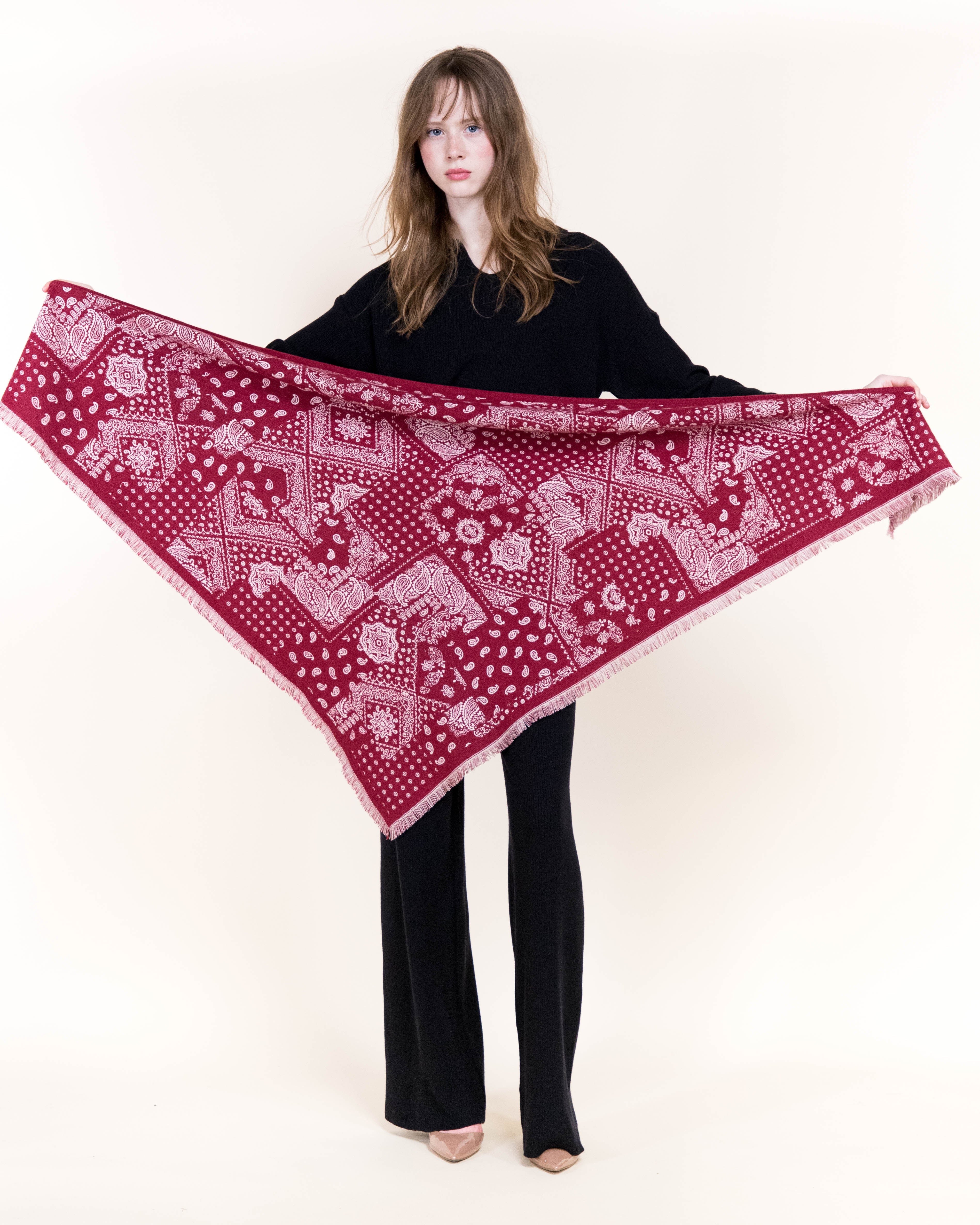 Bandana Petite Paisley Mix Trangular scarf - BROWN (Pack of 6)