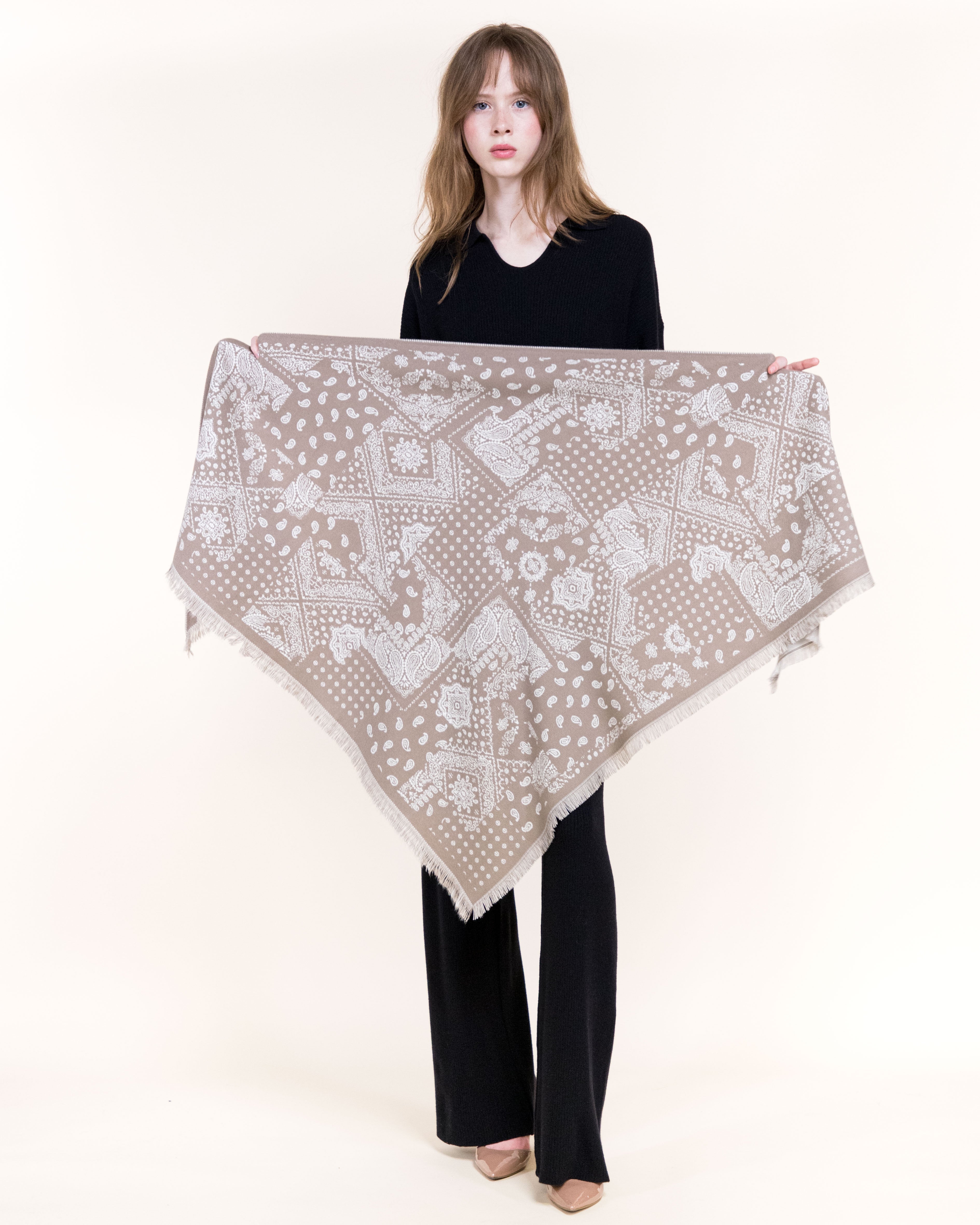 Bandana Petite Paisley Mix Trangular scarf - BROWN (Pack of 6)