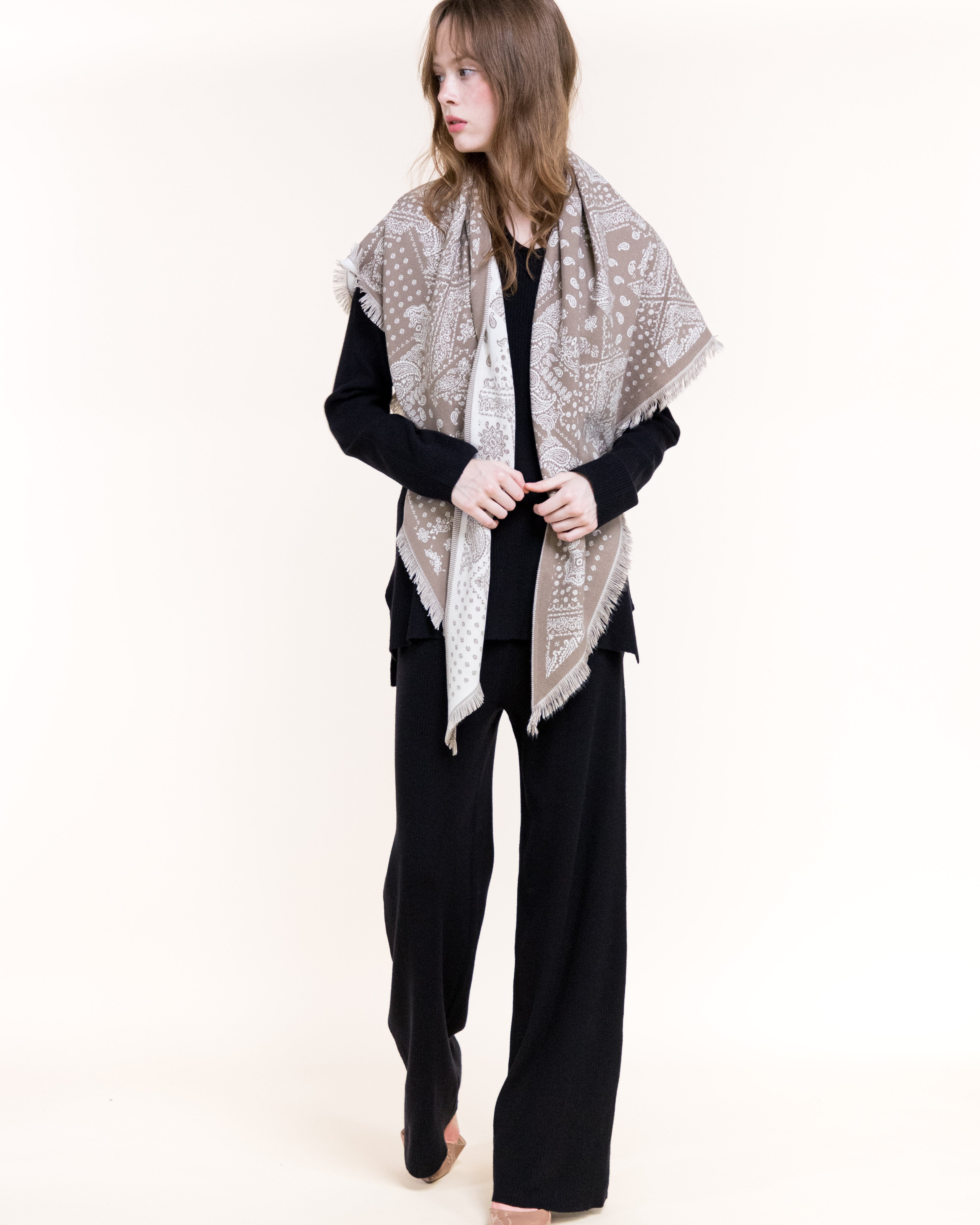 Bandana Petite Paisley Mix Trangular scarf - BROWN (Pack of 6)