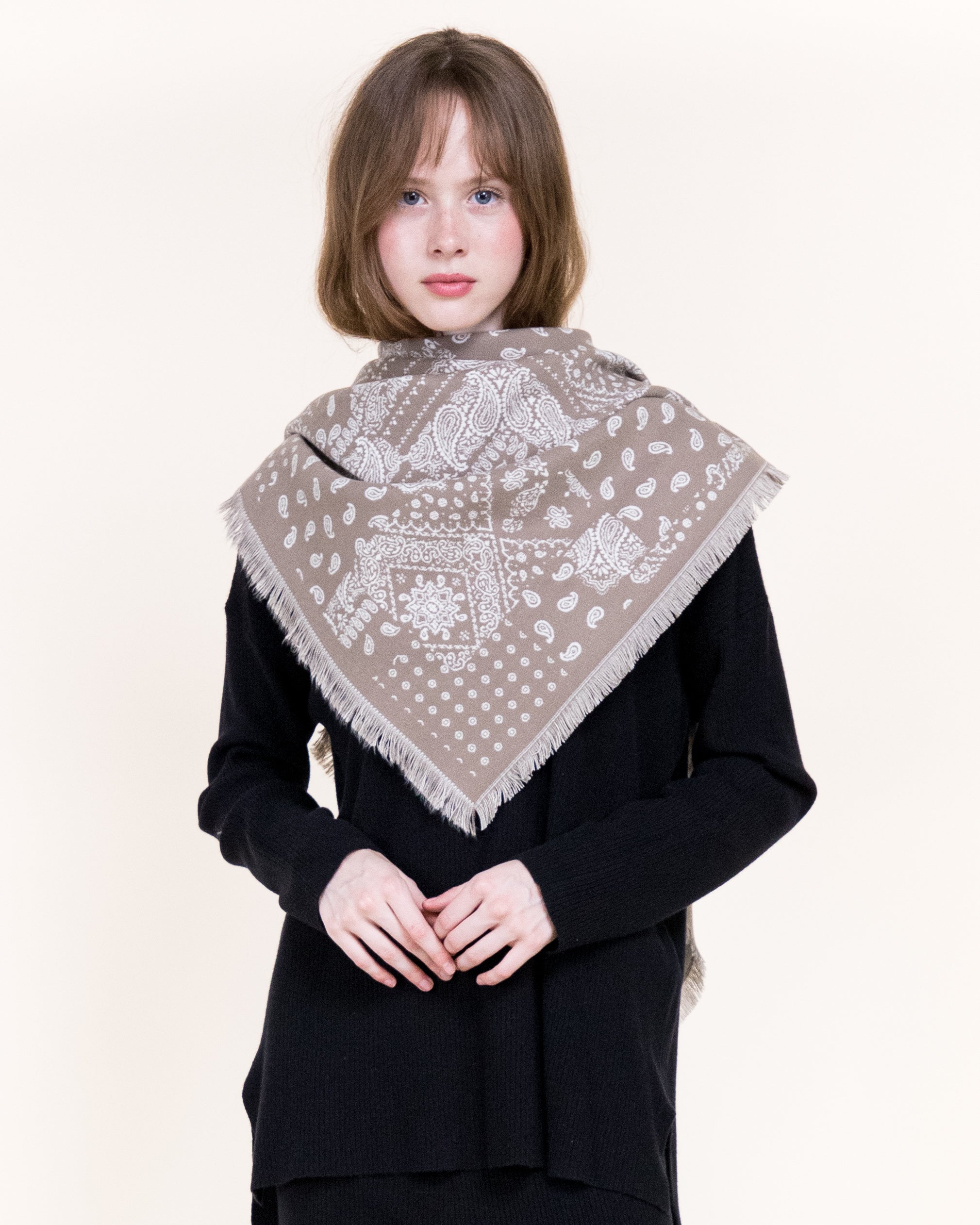 Bandana Petite Paisley Mix Trangular scarf - BROWN (Pack of 6)
