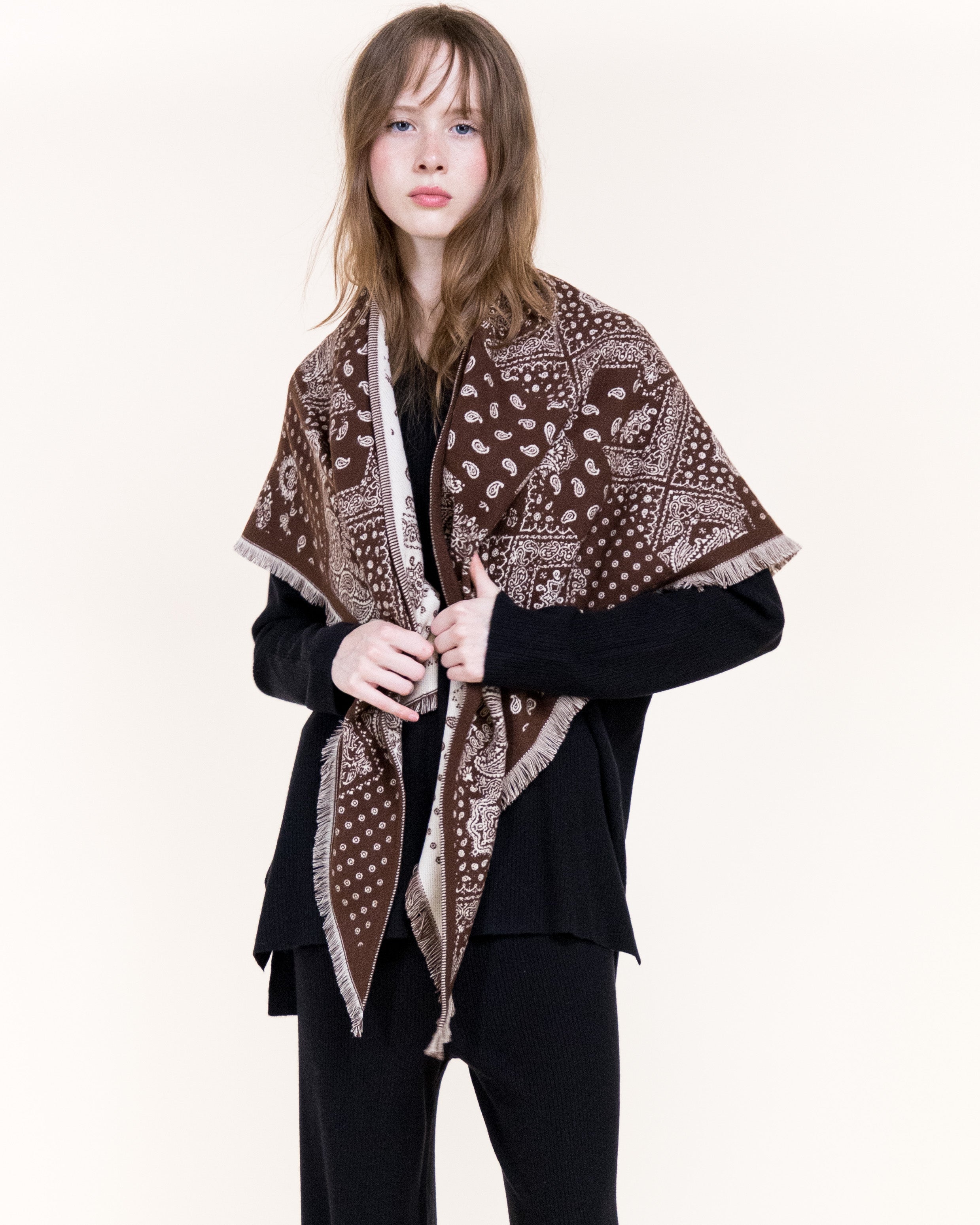 Bandana Petite Paisley Mix Trangular scarf - BROWN (Pack of 6)