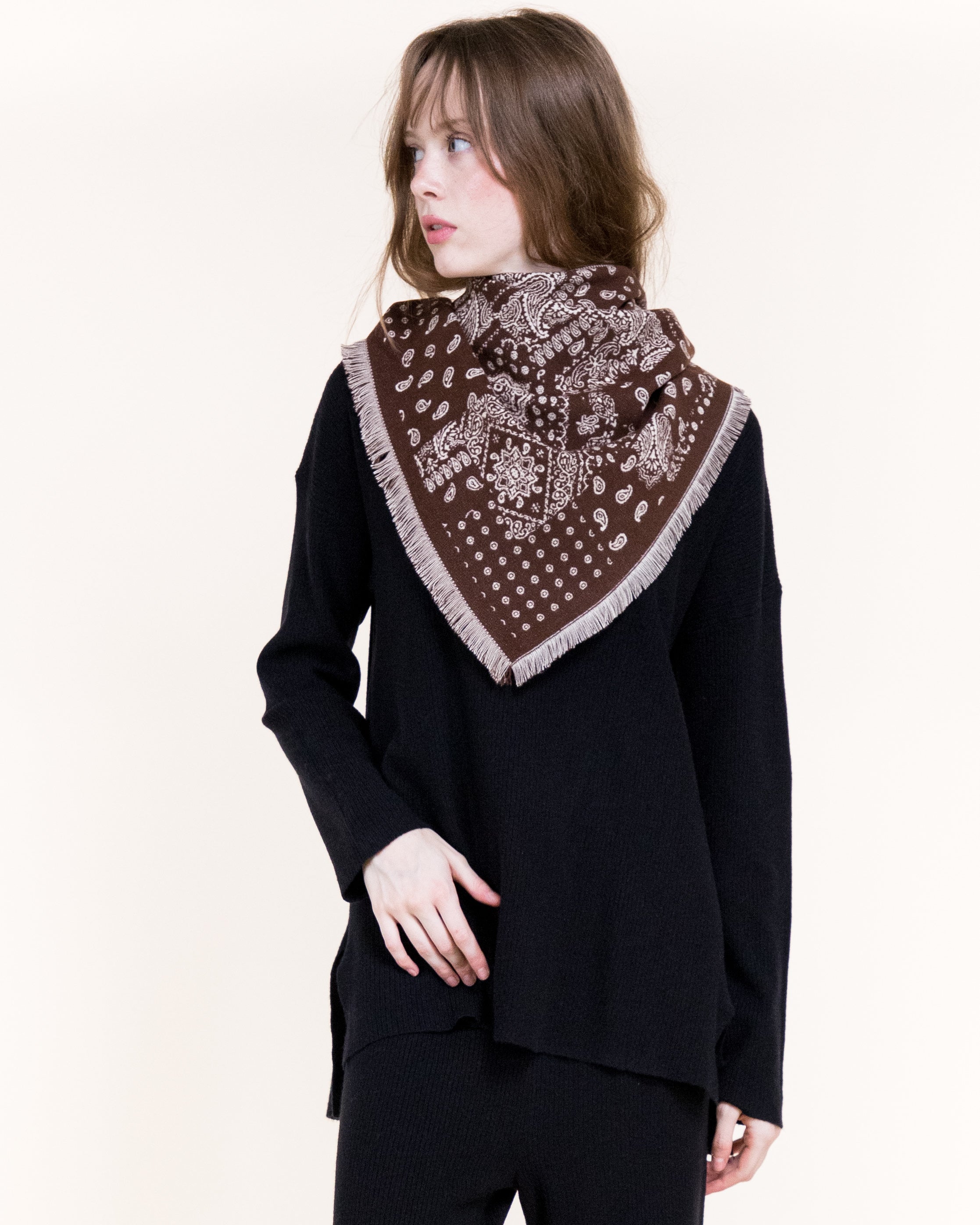 Bandana Petite Paisley Mix Trangular scarf - BROWN (Pack of 6)