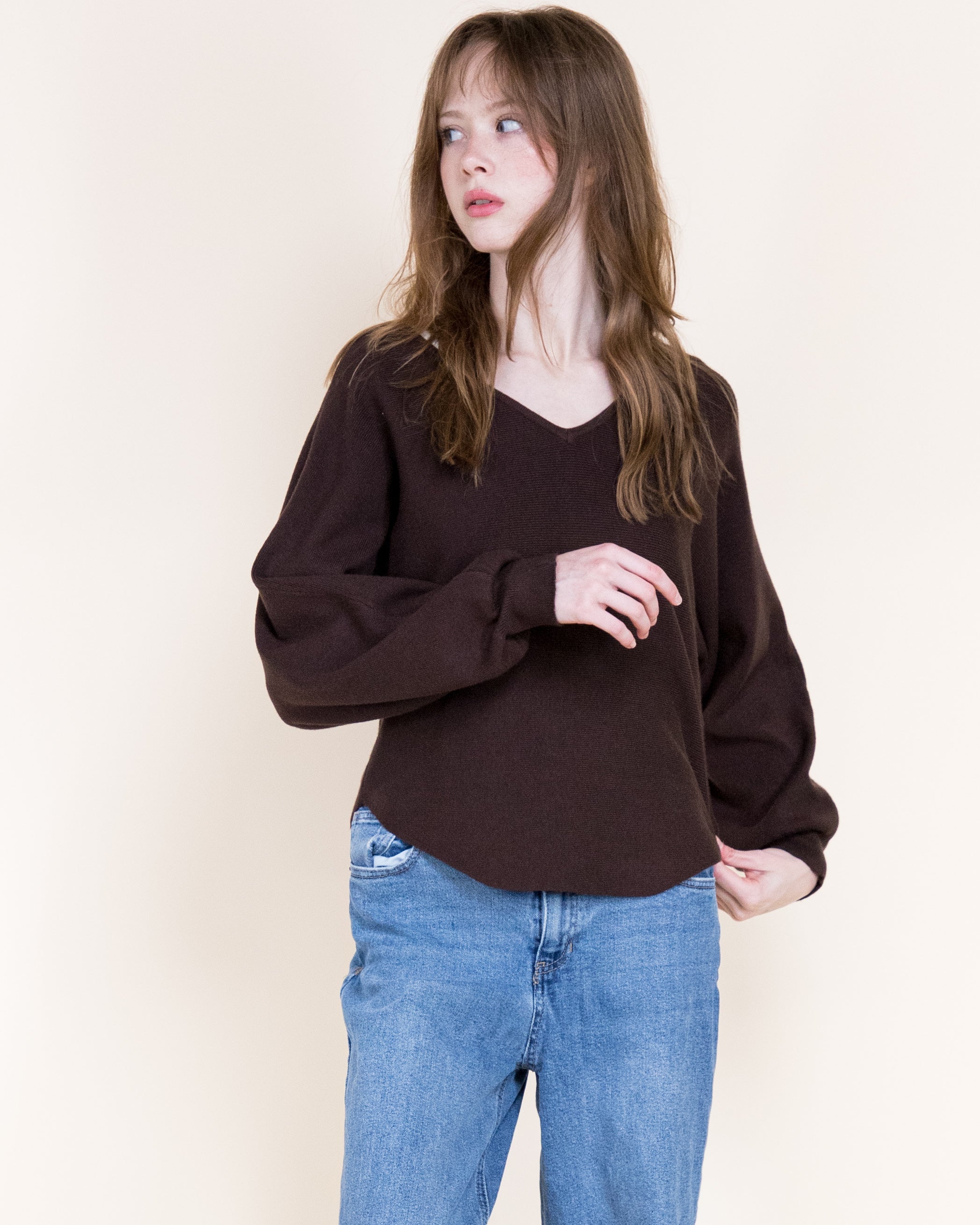 Milano Soft Drape Horizontal Ribbed V-Neck Sweater-BLACK (S/M, L/XL) (Pack of 6)