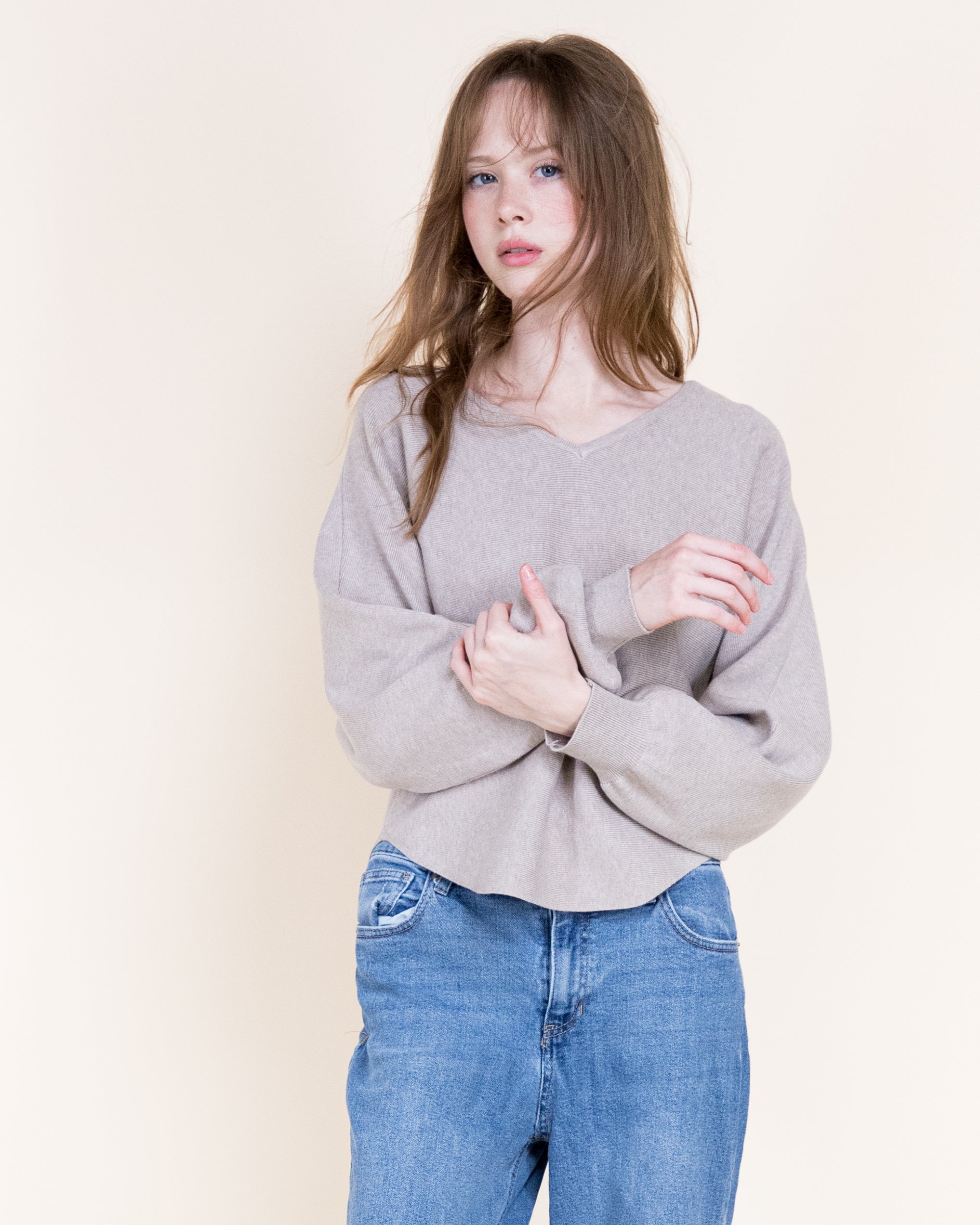 Milano Soft Drape Horizontal Ribbed V-Neck Sweater-BLACK (S/M, L/XL) (Pack of 6)