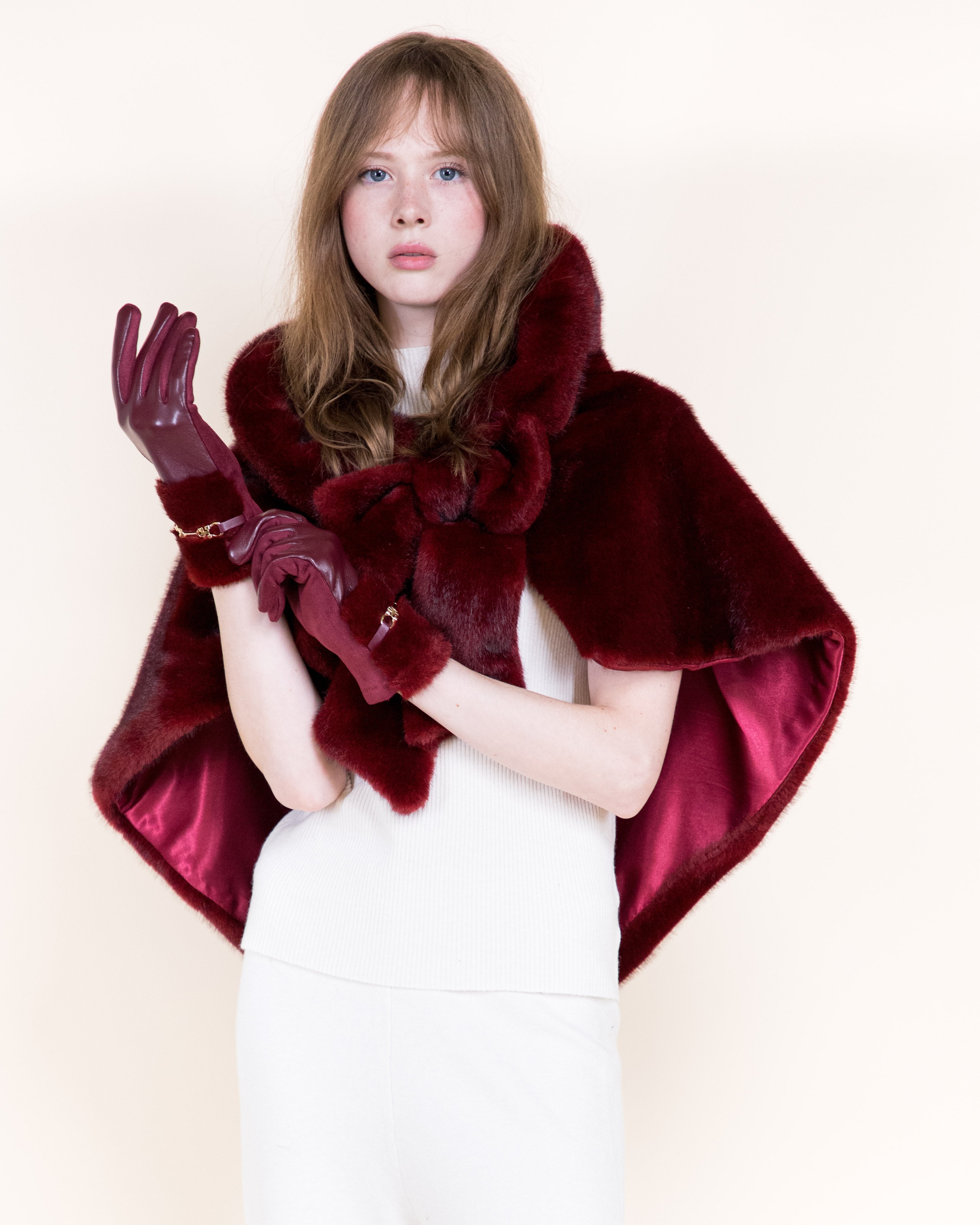 Belle Bow Clip On Vegan Fur Cape - BLACK (Pack of 6)