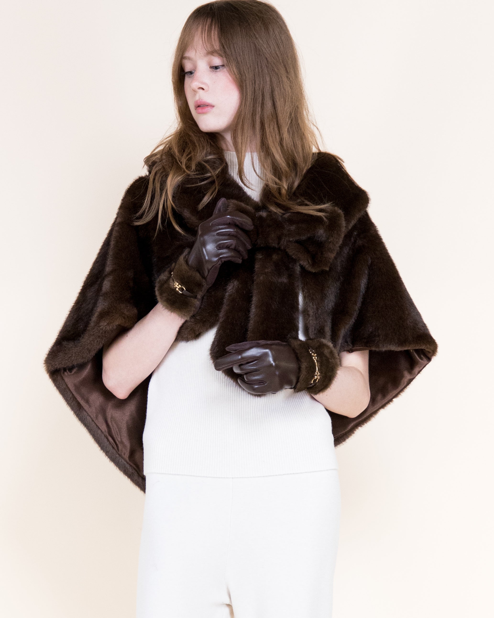 Belle Bow Clip On Vegan Fur Cape - BLACK (Pack of 6)