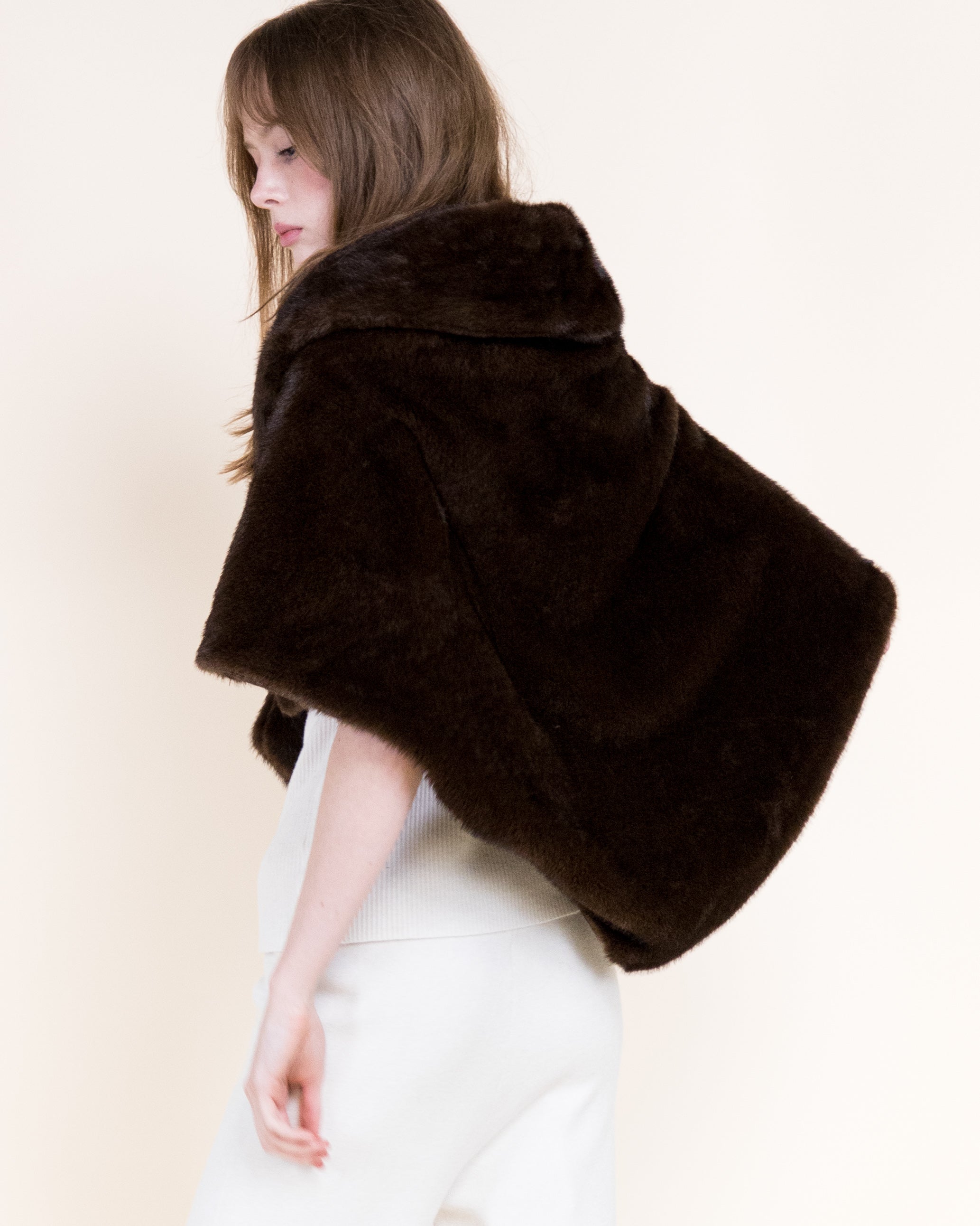 Belle Bow Clip On Vegan Fur Cape - BLACK (Pack of 6)