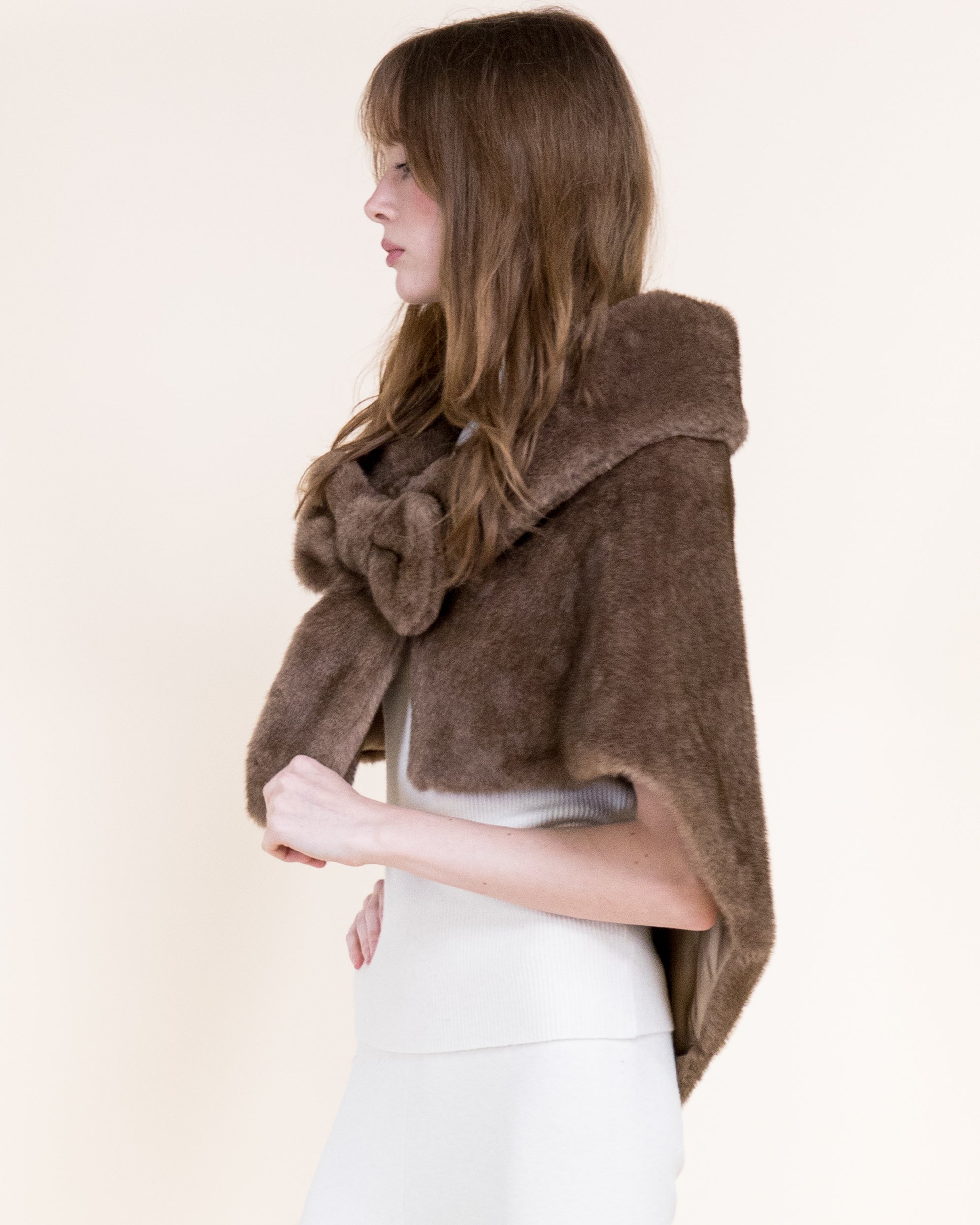 Belle Bow Clip On Vegan Fur Cape - BLACK (Pack of 6)