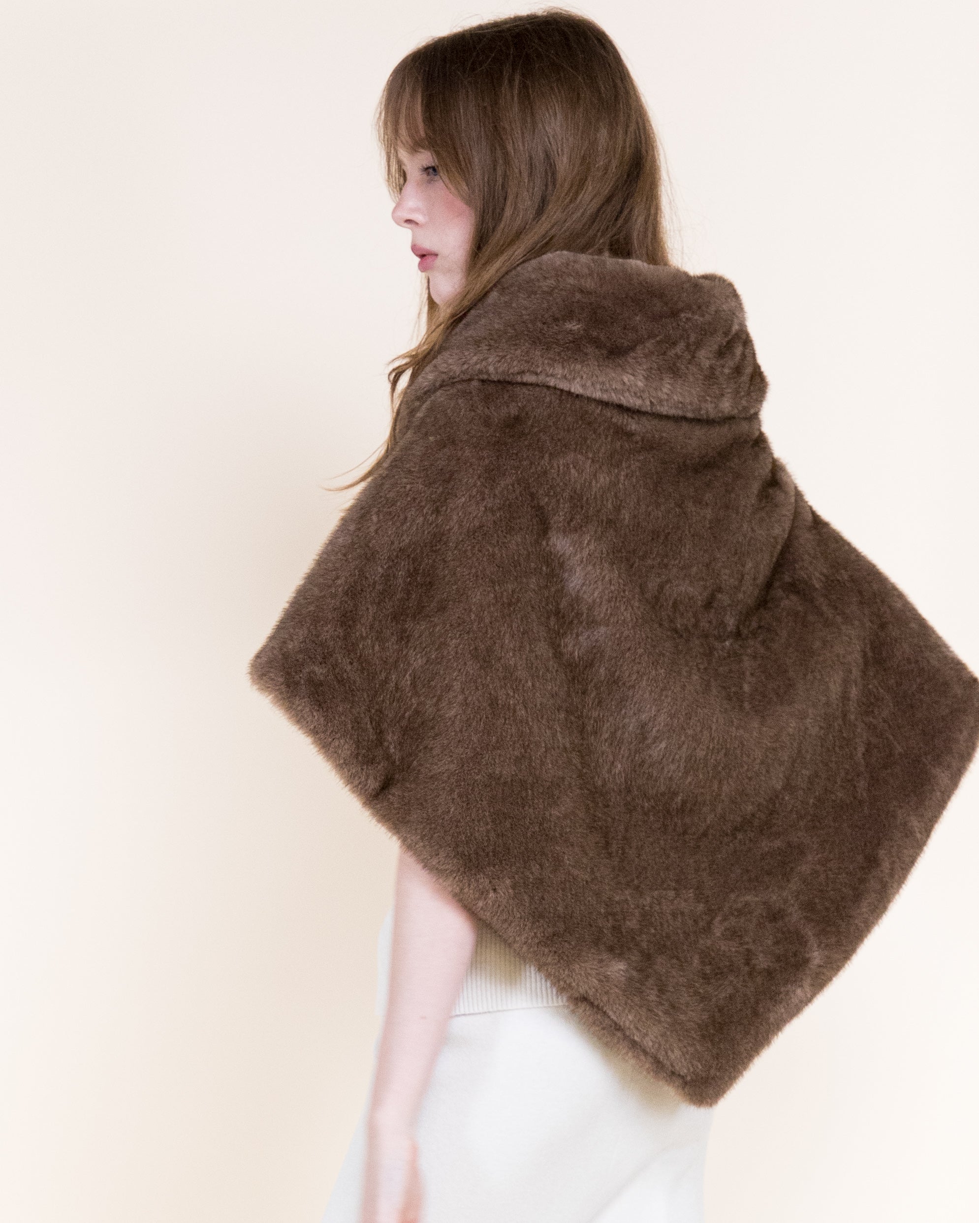 Belle Bow Clip On Vegan Fur Cape - BLACK (Pack of 6)