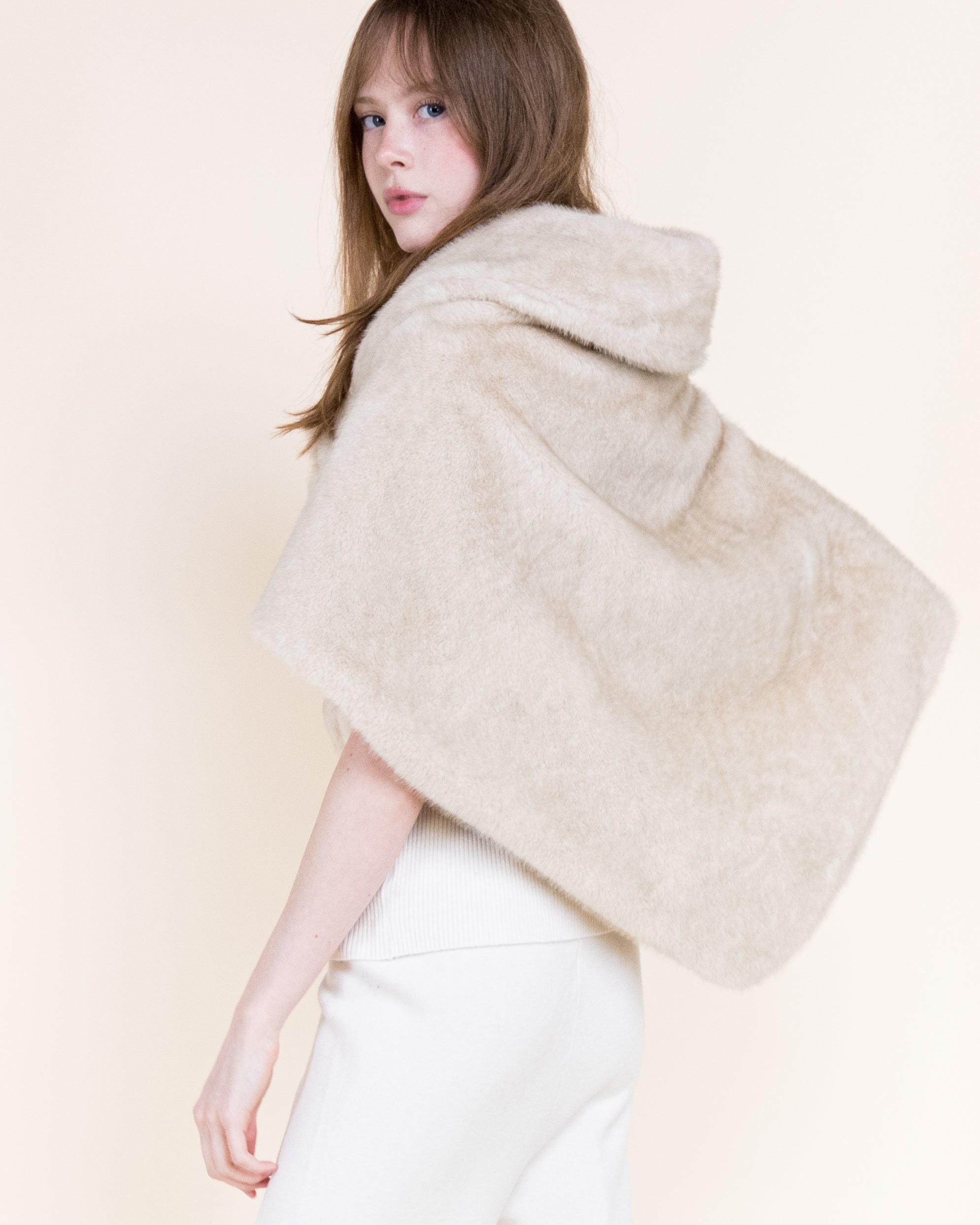 Belle Bow Clip On Vegan Fur Cape - BLACK (Pack of 6)