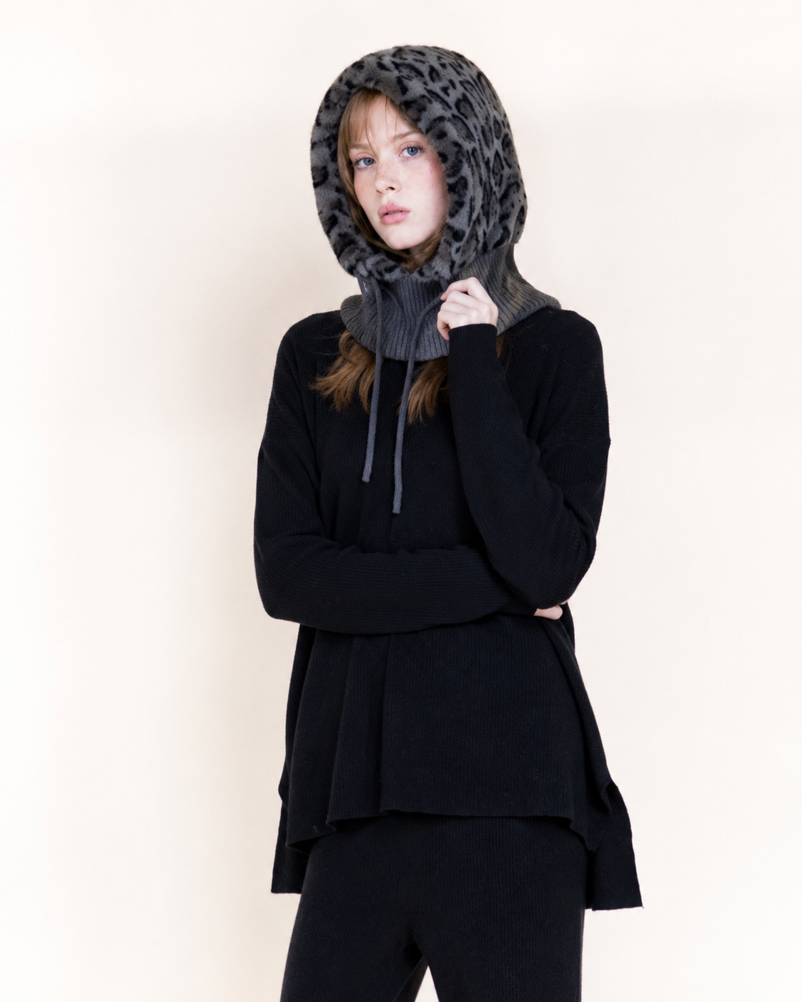 Leopard Belle 2-in-1 Vegan Fur Hood Scarf - BROWN (Pack of 6)