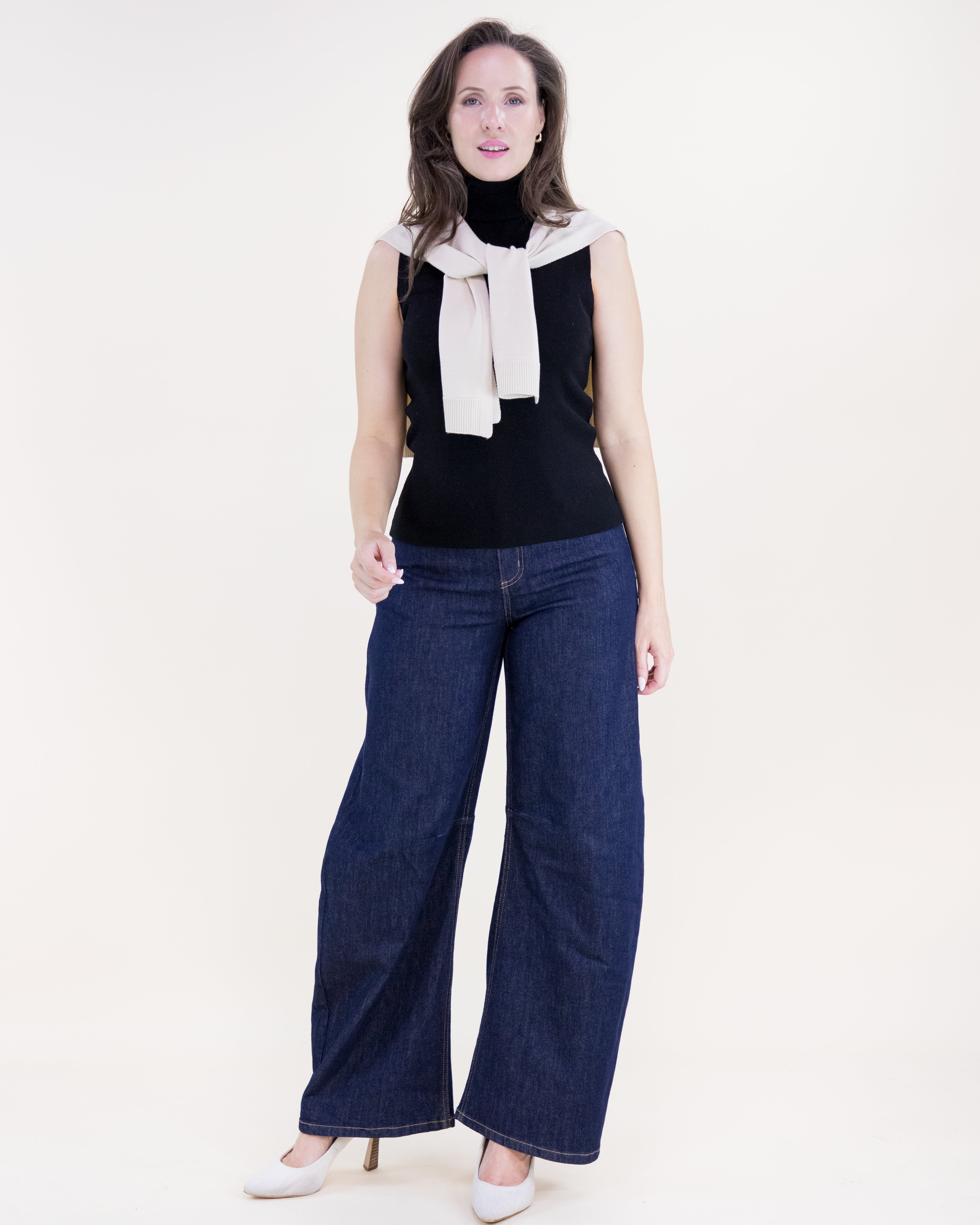 Solid Preppy Mock Sweater Wrap - BLACK (Pack of 6)