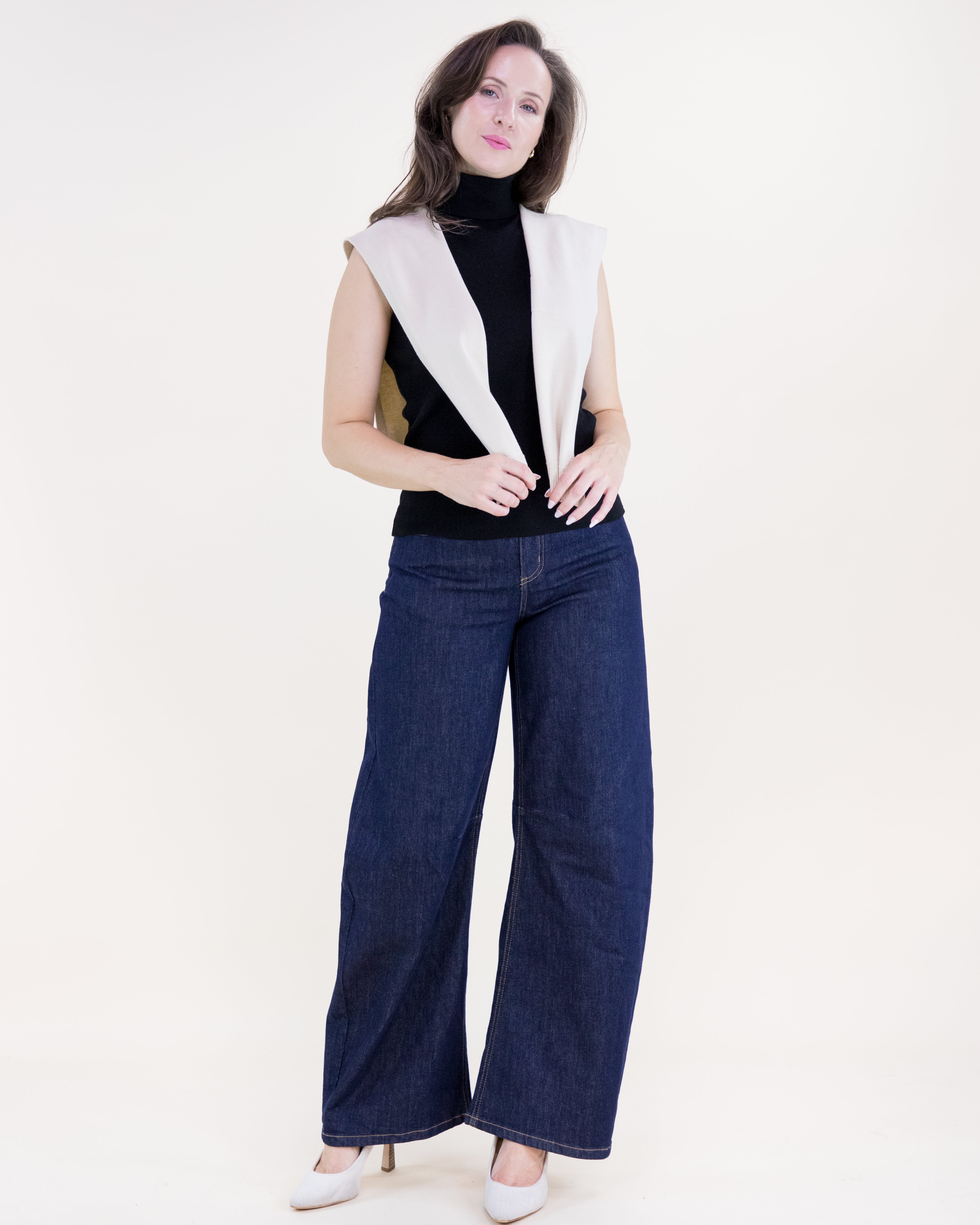 Solid Preppy Mock Sweater Wrap - BEIGE  (OS) (Pack of 6)