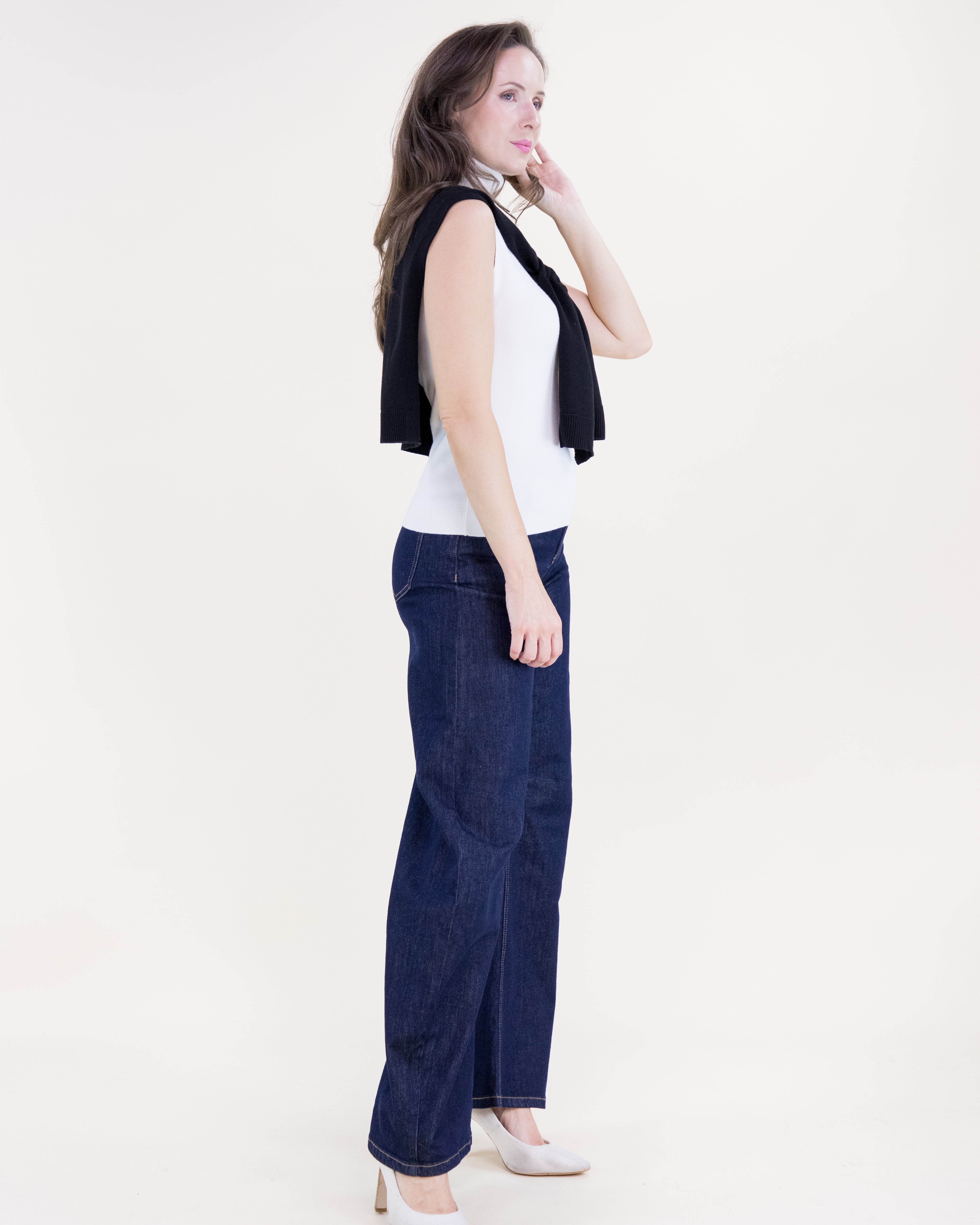 Solid Preppy Mock Sweater Wrap - BLACK (Pack of 6)