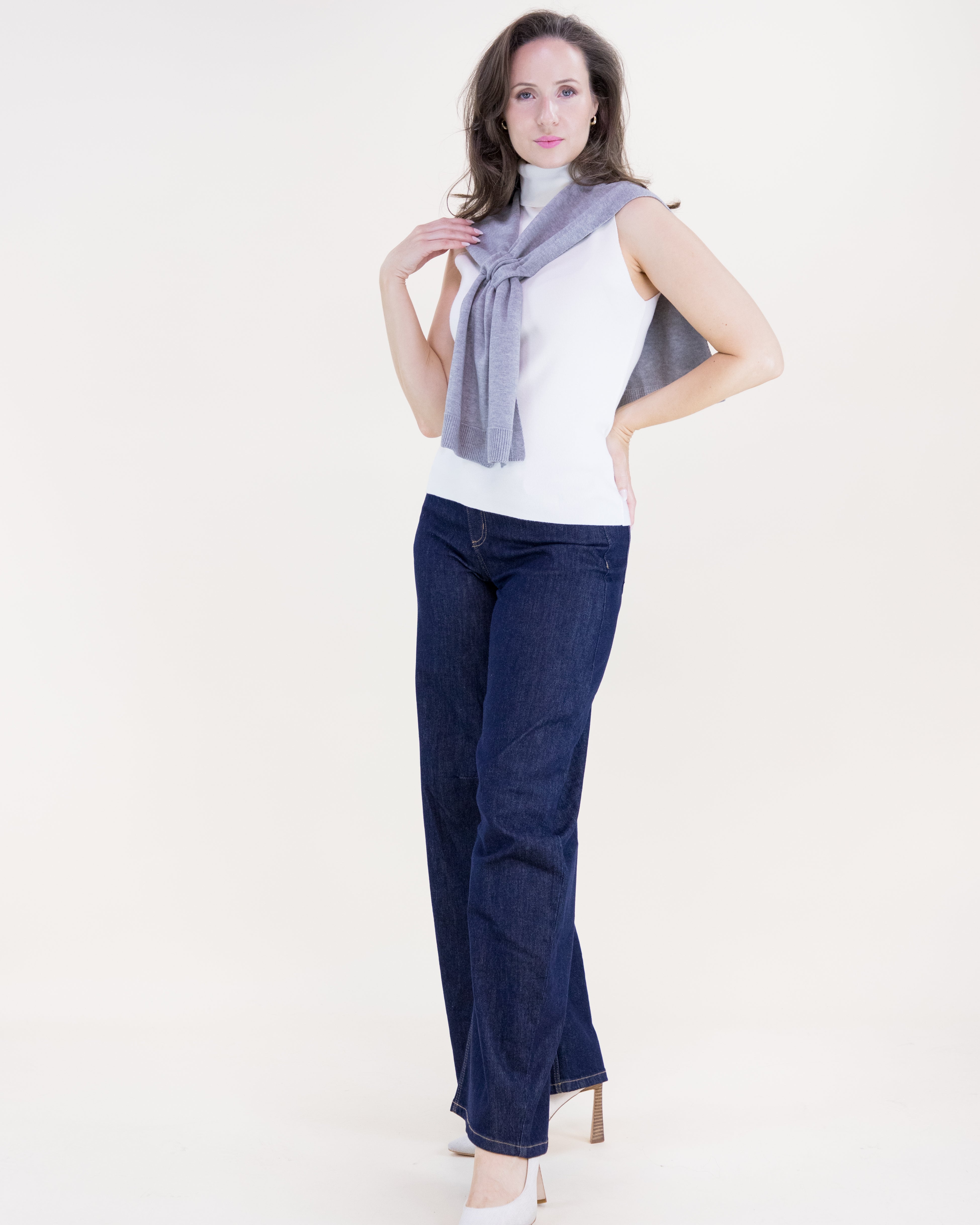 Solid Preppy Mock Sweater Wrap - BLACK (Pack of 6)