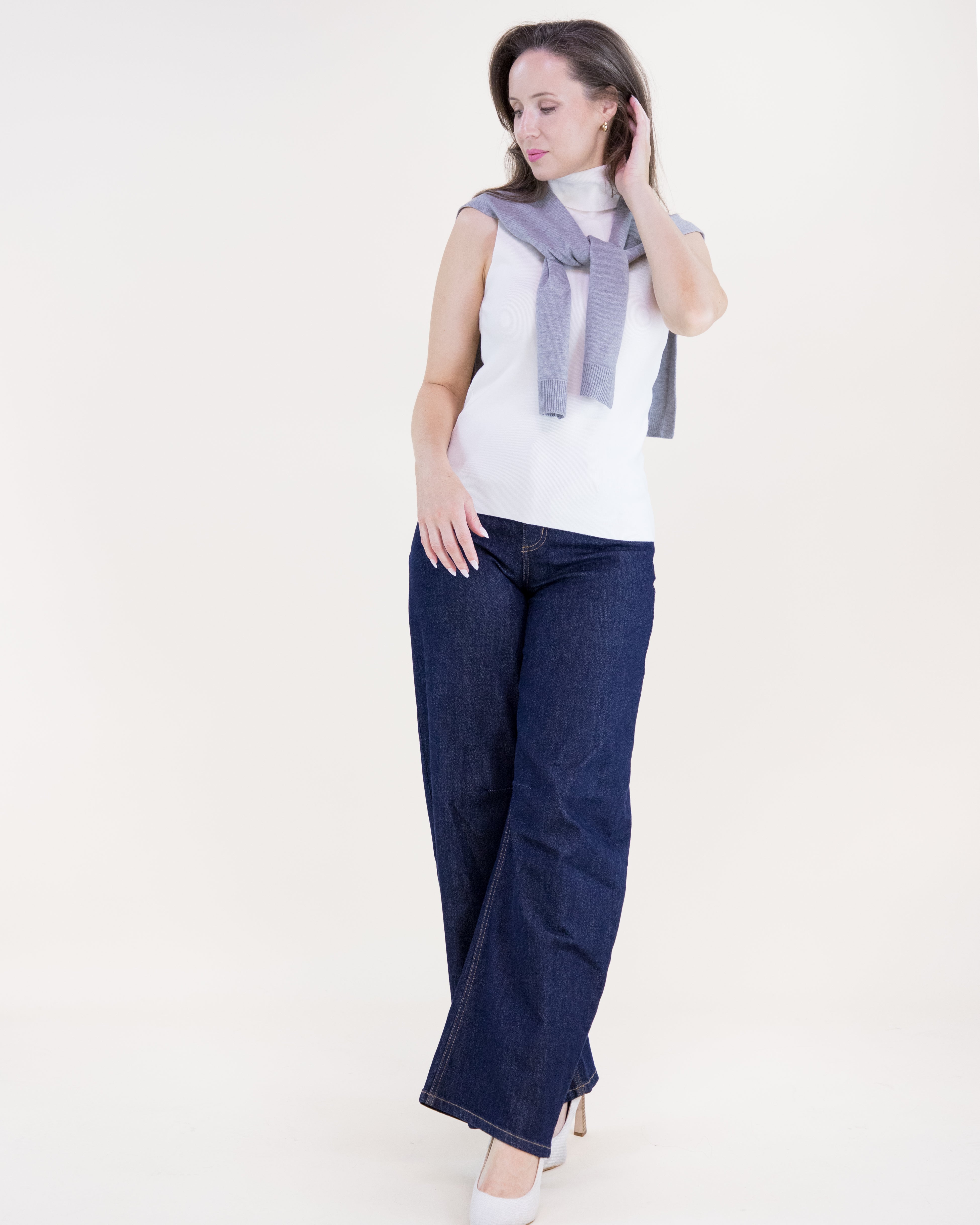 Solid Preppy Mock Sweater Wrap - BEIGE (Pack of 6)