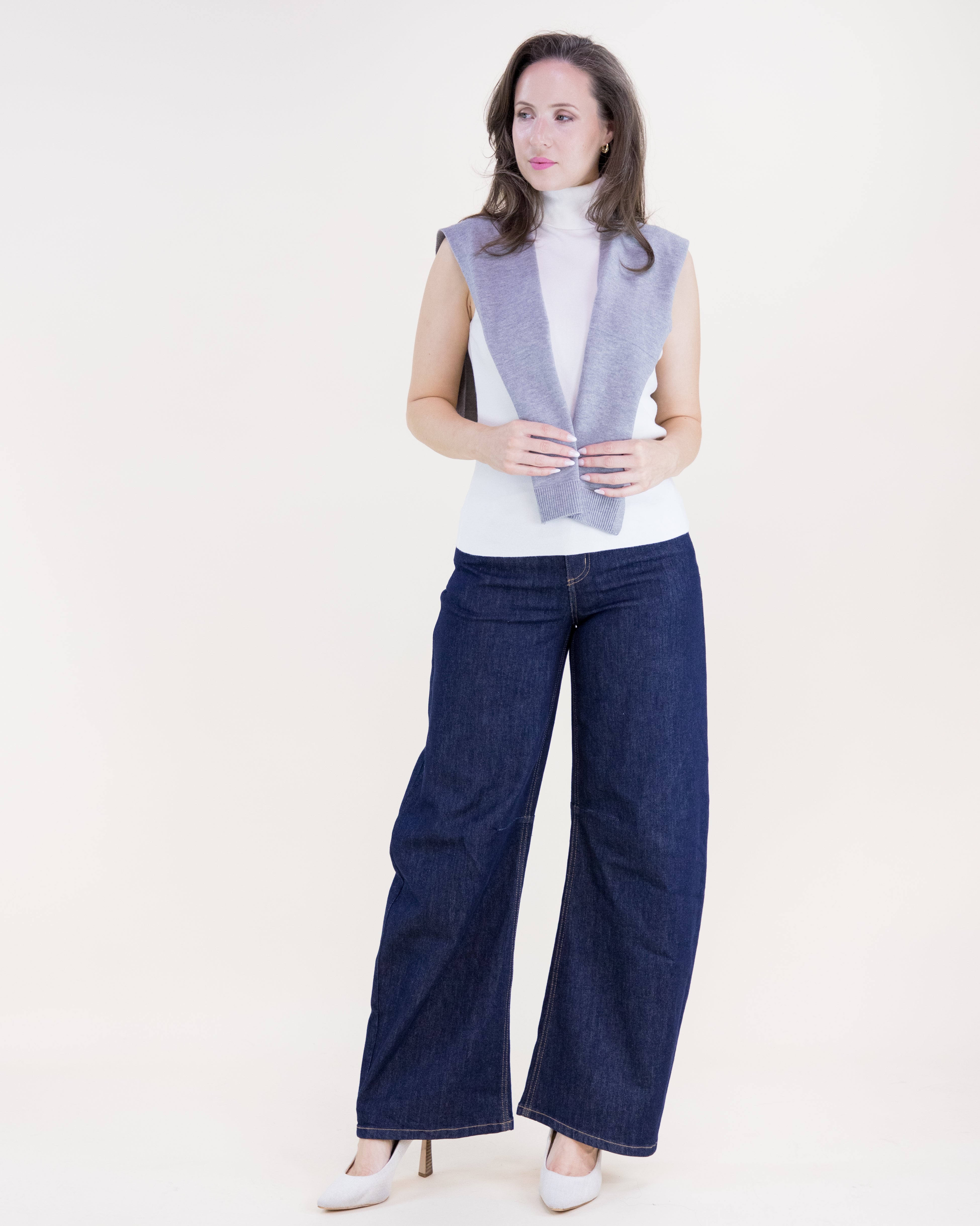 Solid Preppy Mock Sweater Wrap - BEIGE  (OS) (Pack of 6)