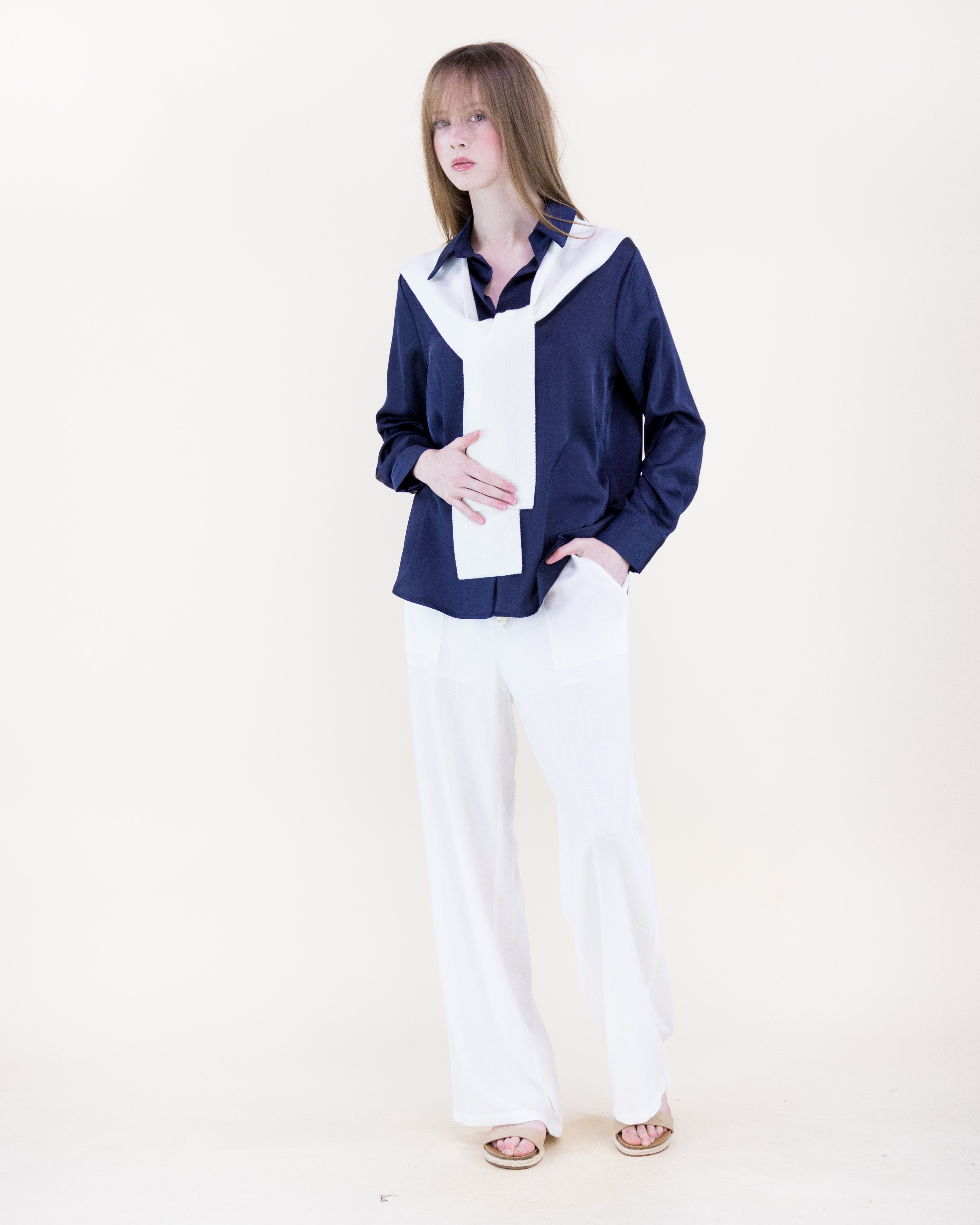 Solid Preppy Mock Sweater Wrap - BEIGE  (OS) (Pack of 6)