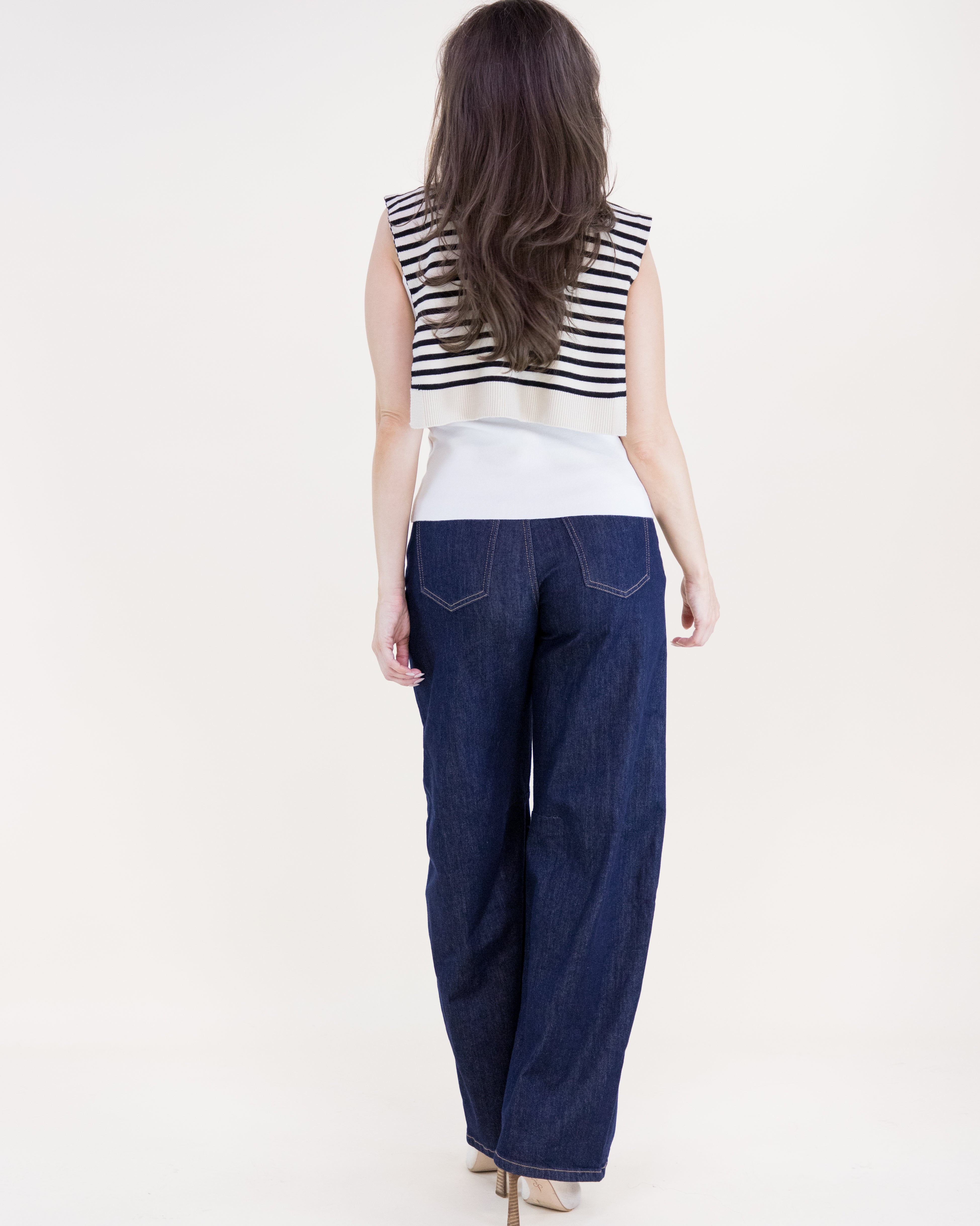 Striped Preppy Mock Sweater Wrap - BEIGE (Pack of 6)