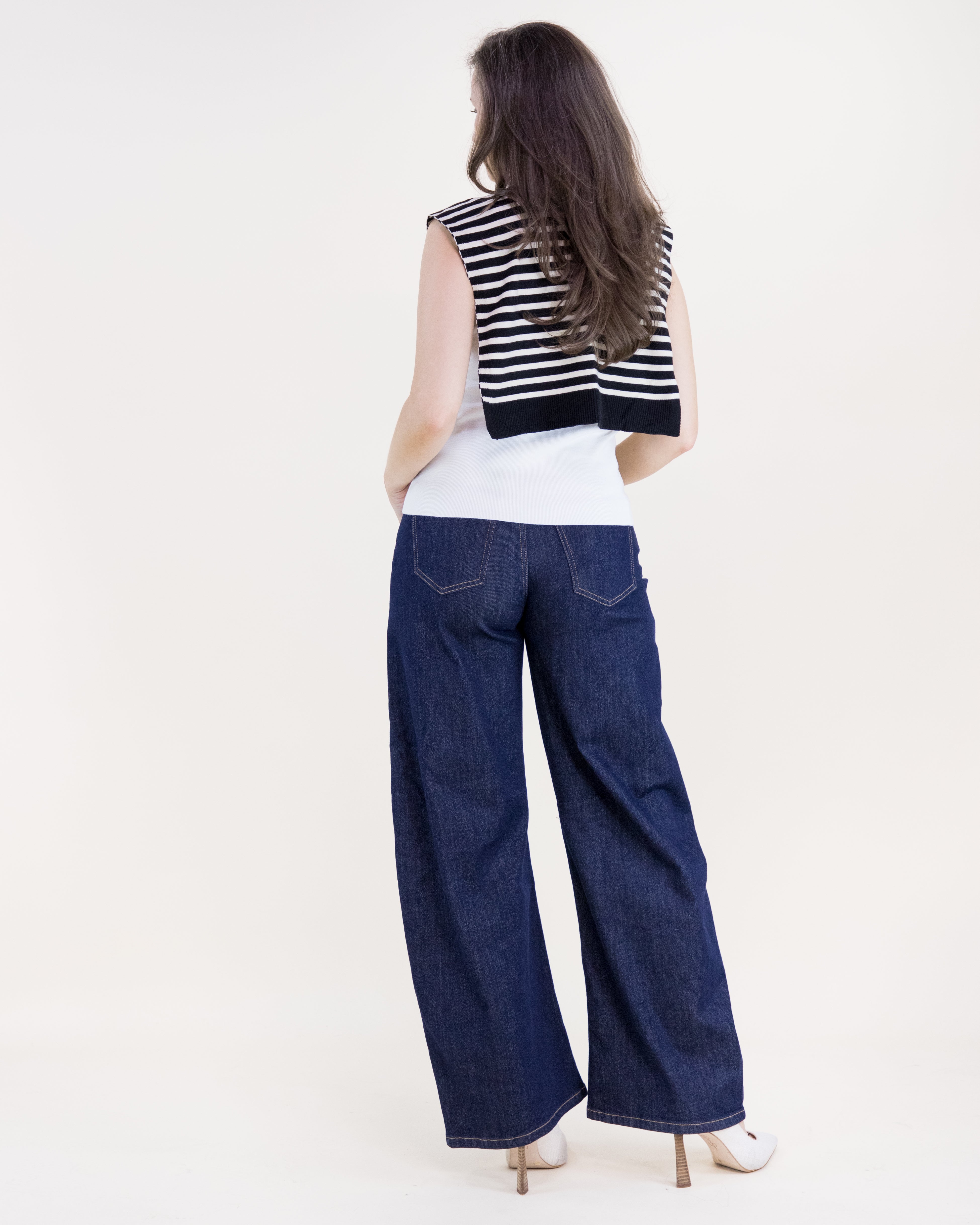 Striped Preppy Mock Sweater Wrap - BLACK (Pack of 6)