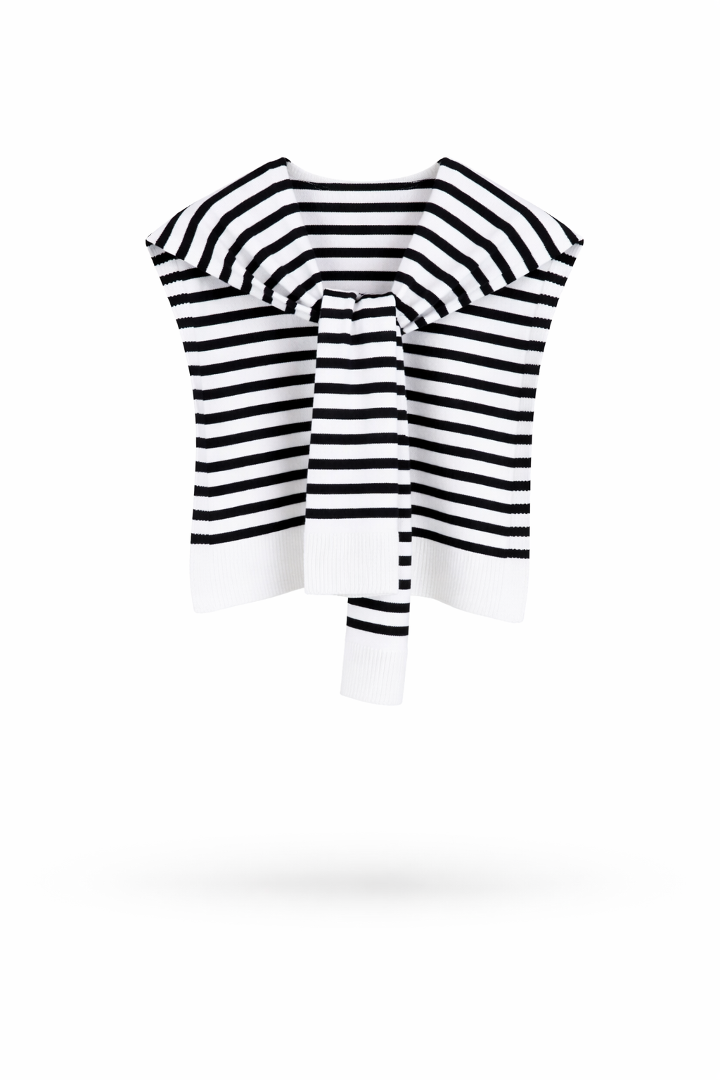 Striped Preppy Mock Sweater Wrap - BLACK WHITE (Pack of 6)