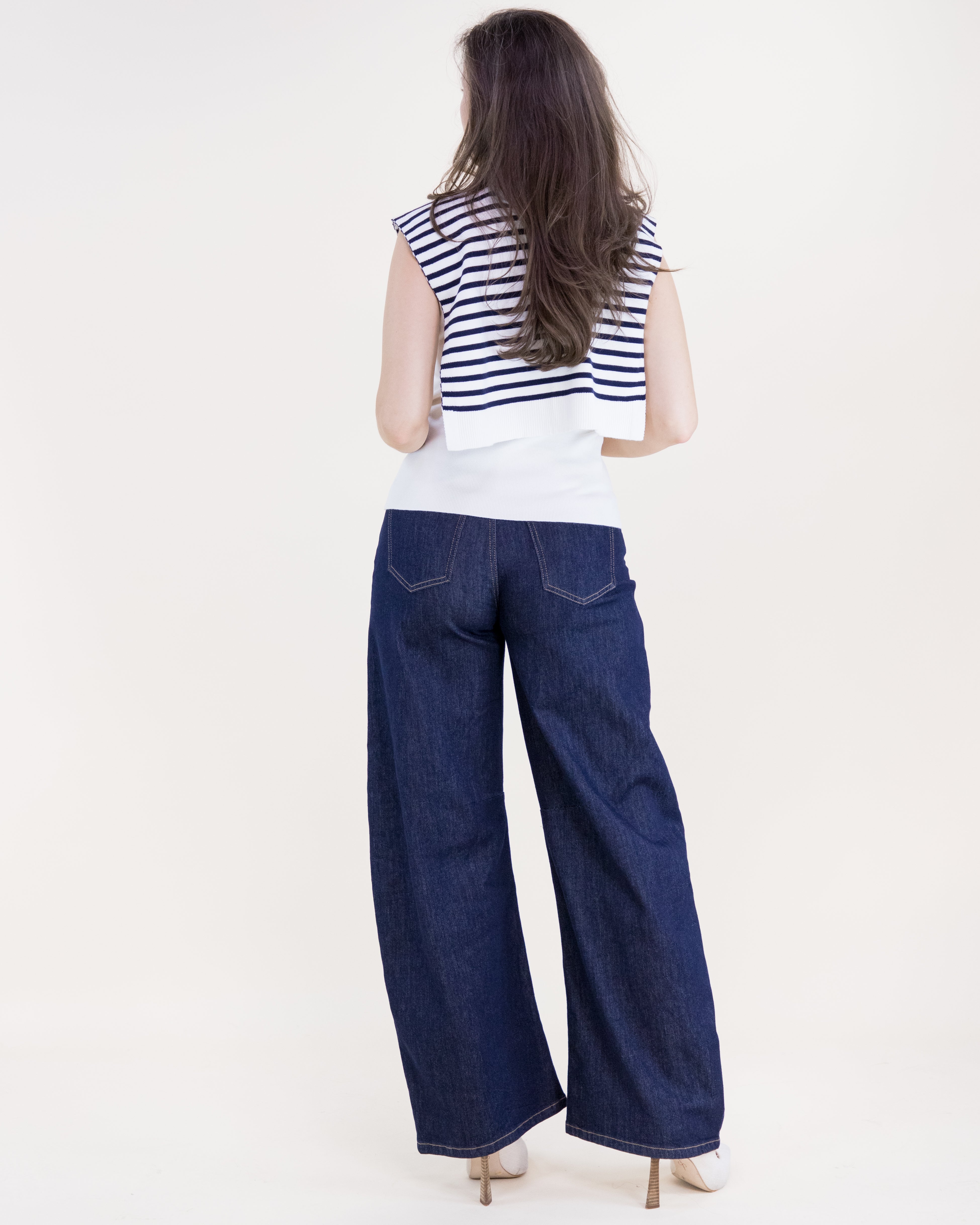 Striped Preppy Mock Sweater Wrap - NAVY (Pack of 6)