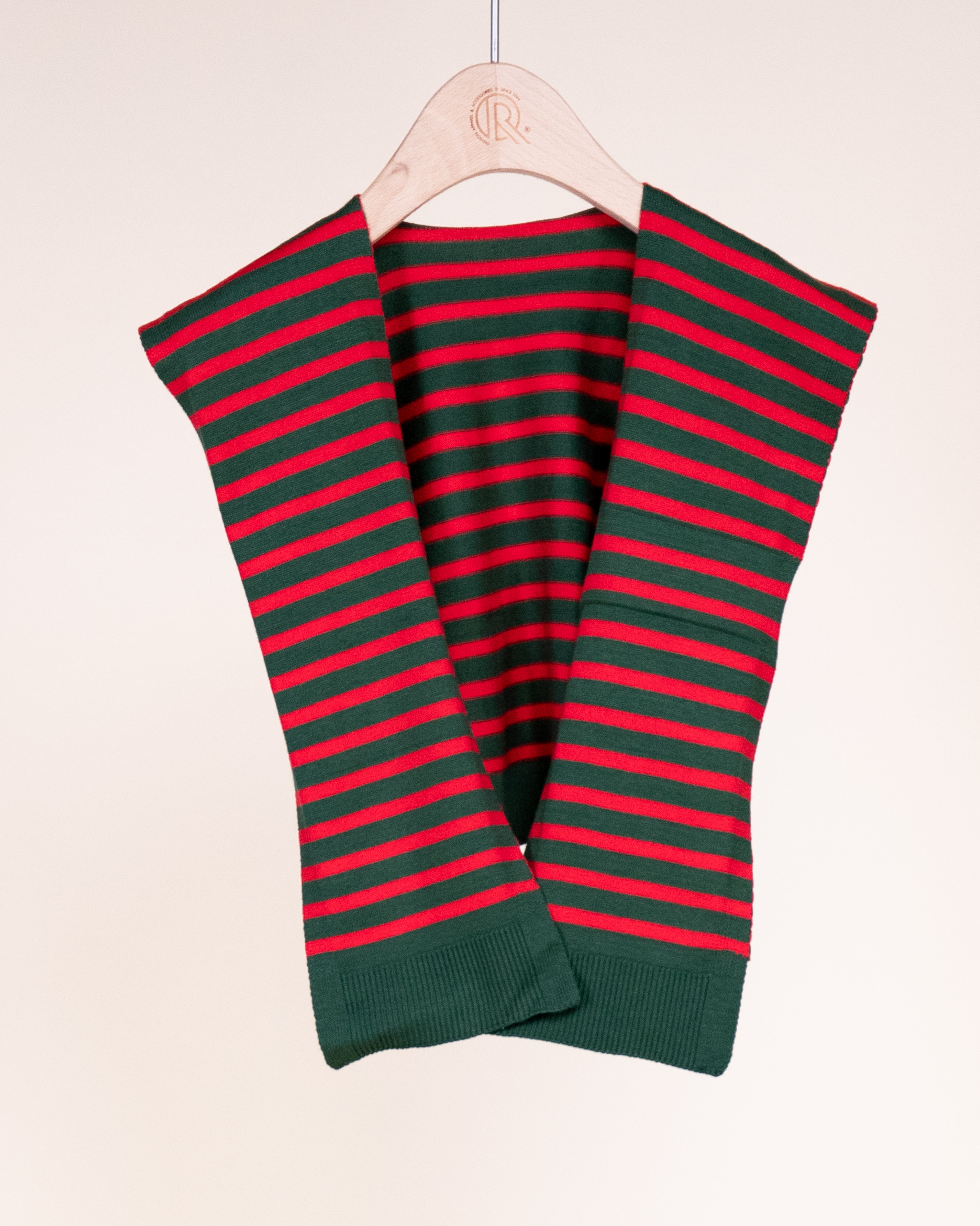 Striped Preppy Mock Sweater Wrap - RED WHITE (Pack of 6)