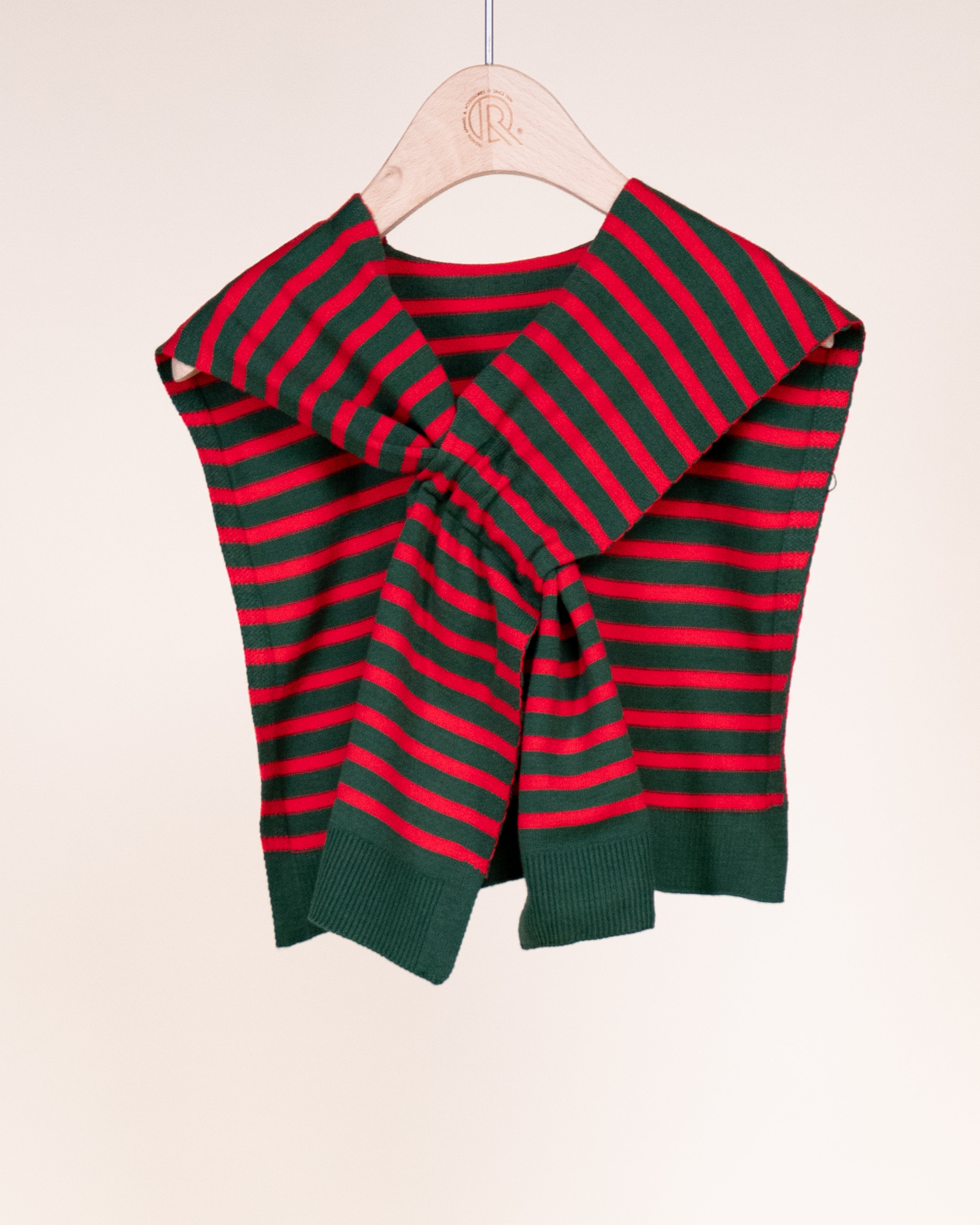 Striped Preppy Mock Sweater Wrap - RED WHITE (Pack of 6)