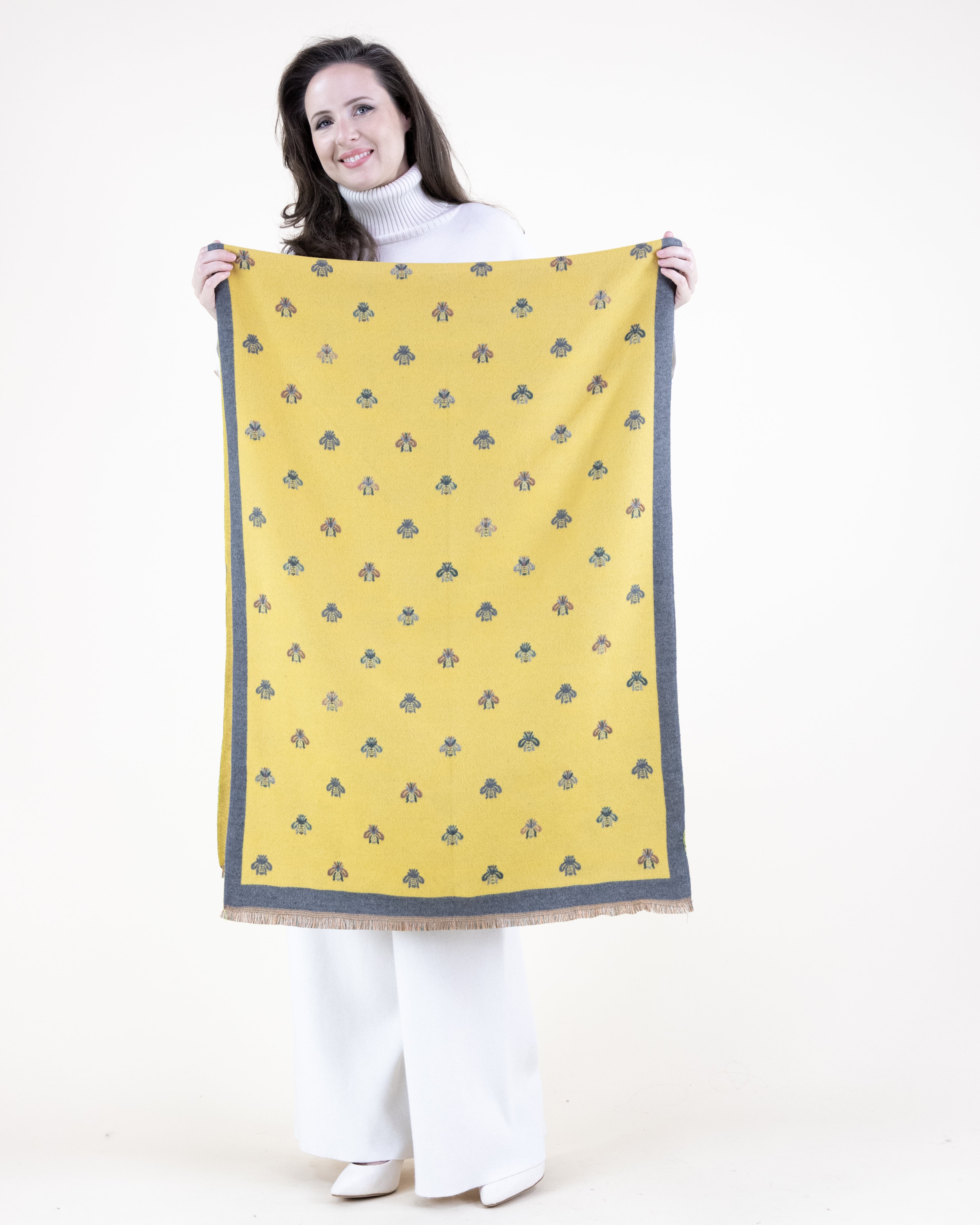 Bumble Bee Solid Border Scarf - YELLOW (Pack of 6)
