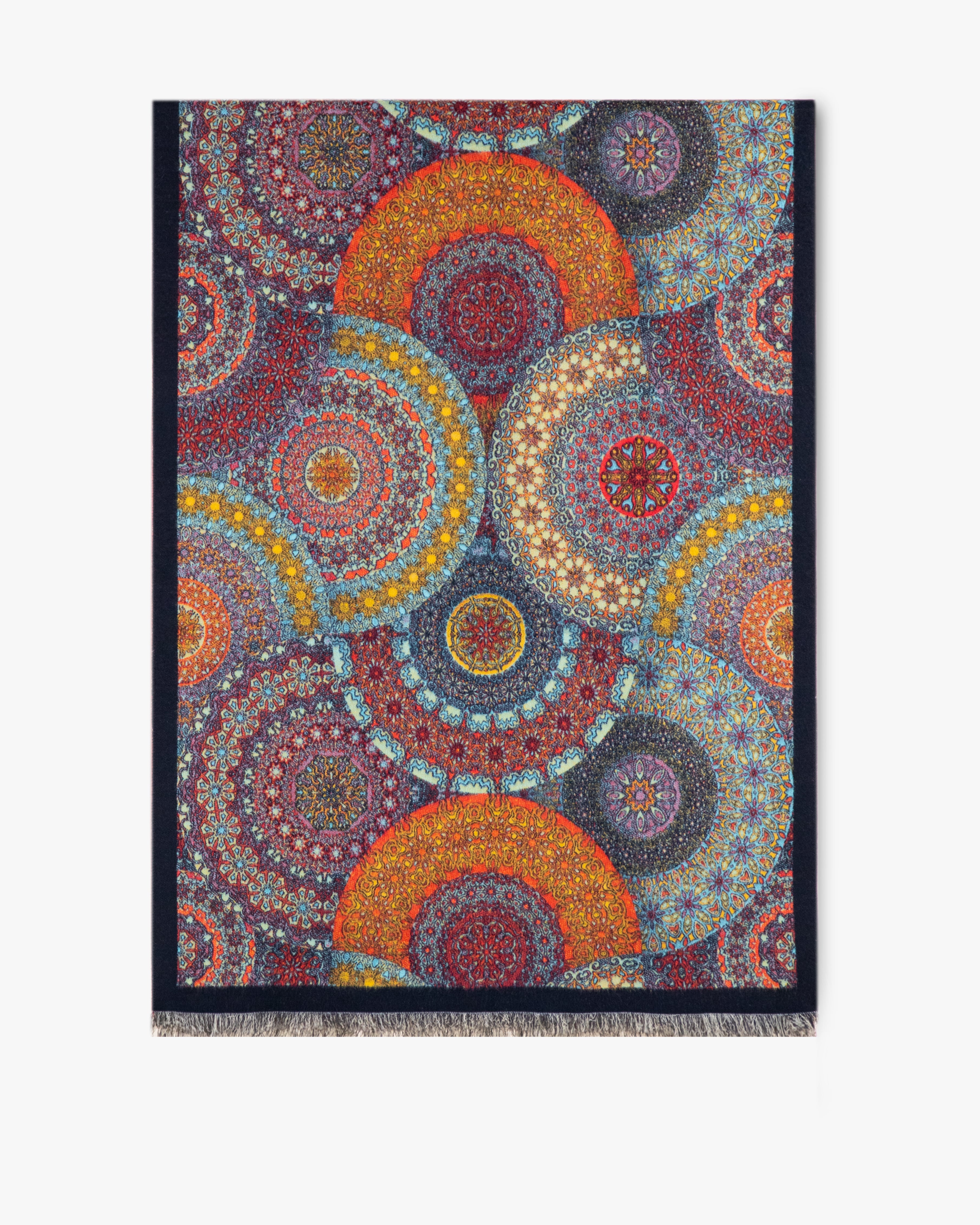 Overlapping Flower Circles Premium Scarf - ORANGE BURGUNDY (Pack of 6)